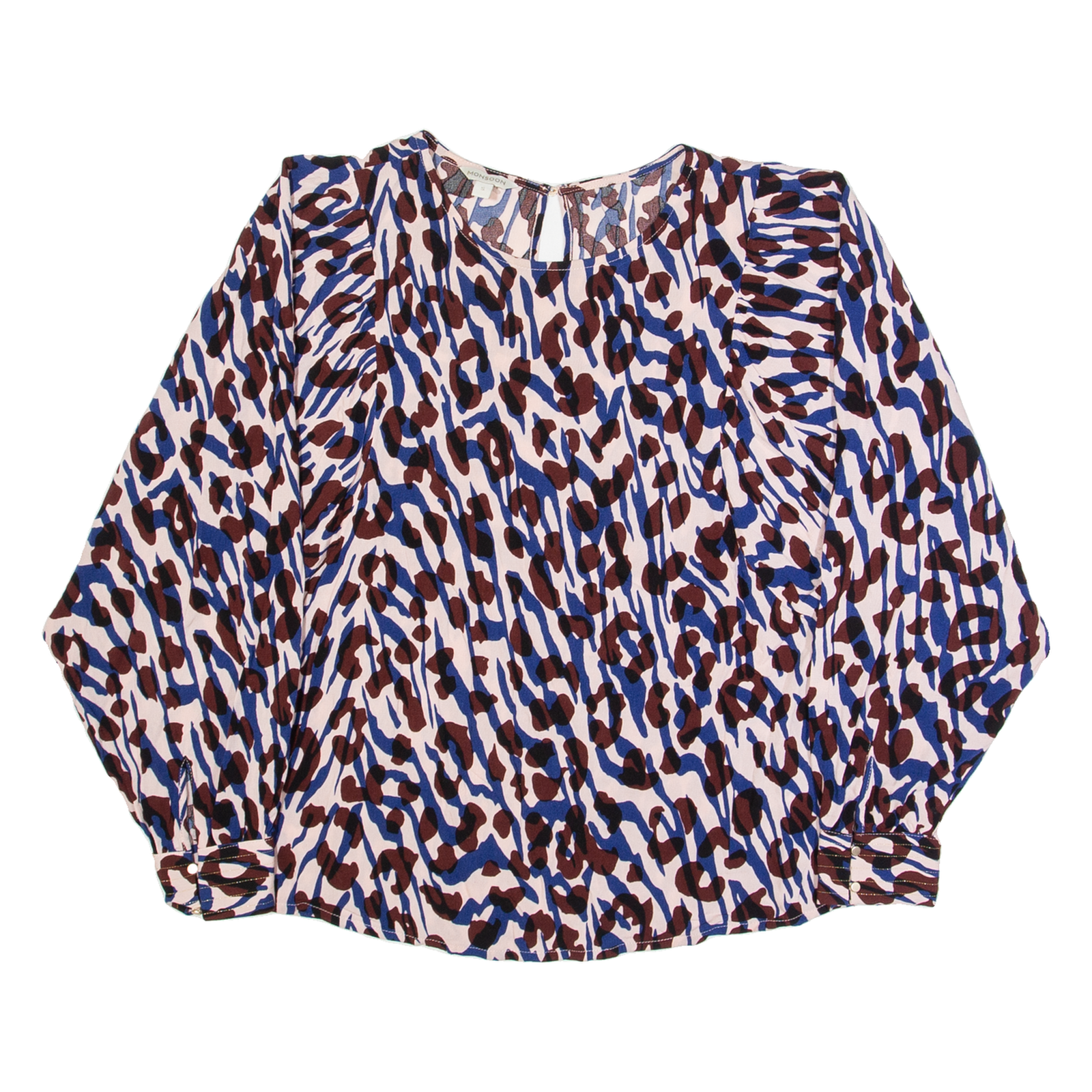 MONSOON Womens Printed Top Beige Long Sleeve Crazy Pattern S Refurbished - N/A refurbished available on Cerqular