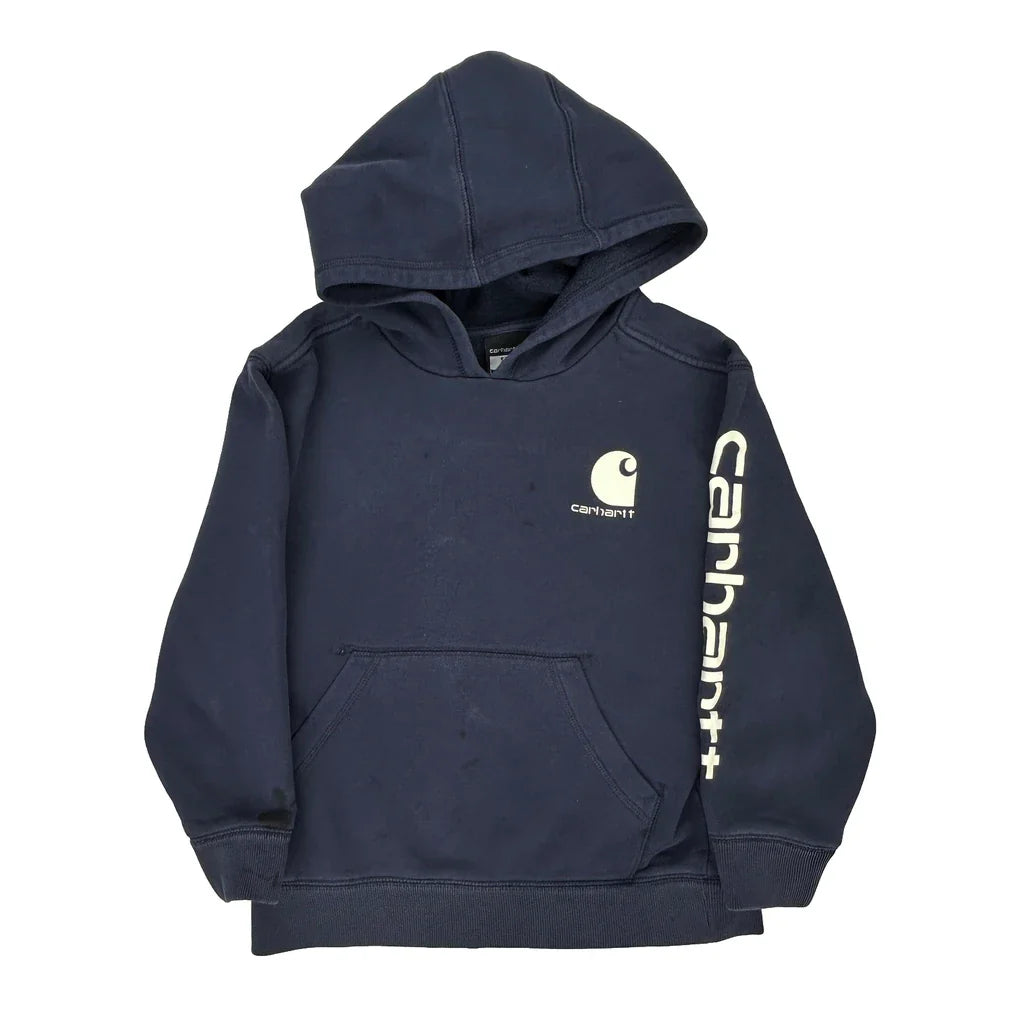 Age 8-10 Carhartt Hoodie - Small Navy Cotton Refurbished - Thrifted (note: this is a term often used to describe second- refurbished available on Cerqular