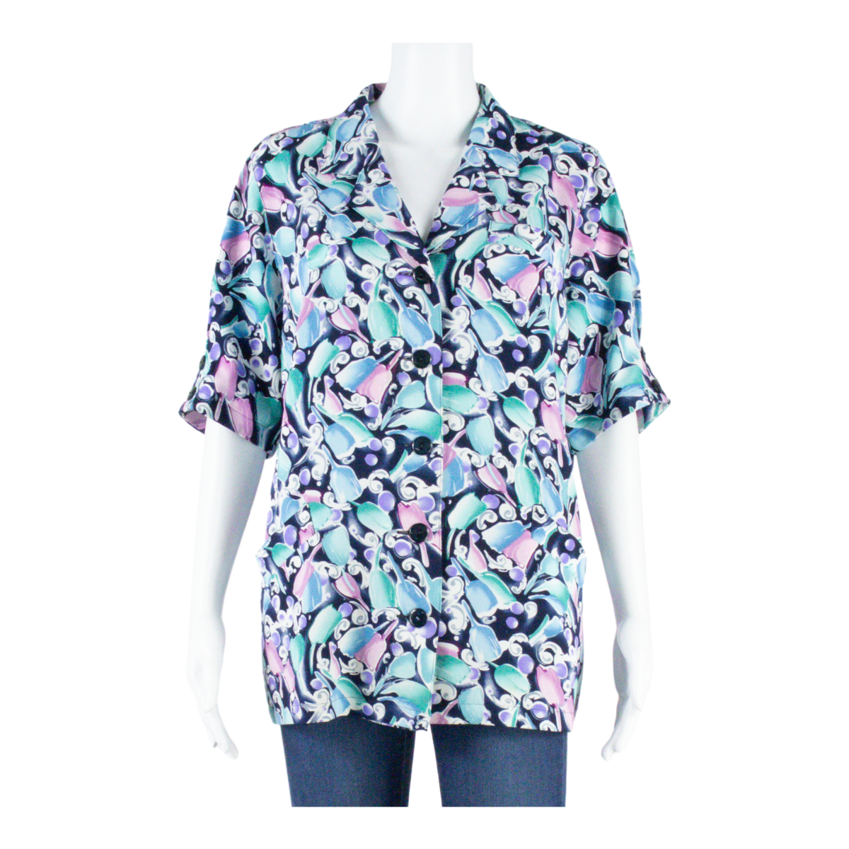 Womens Shirt Blue Collared Crazy Pattern M Refurbished - N/A refurbished available on Cerqular