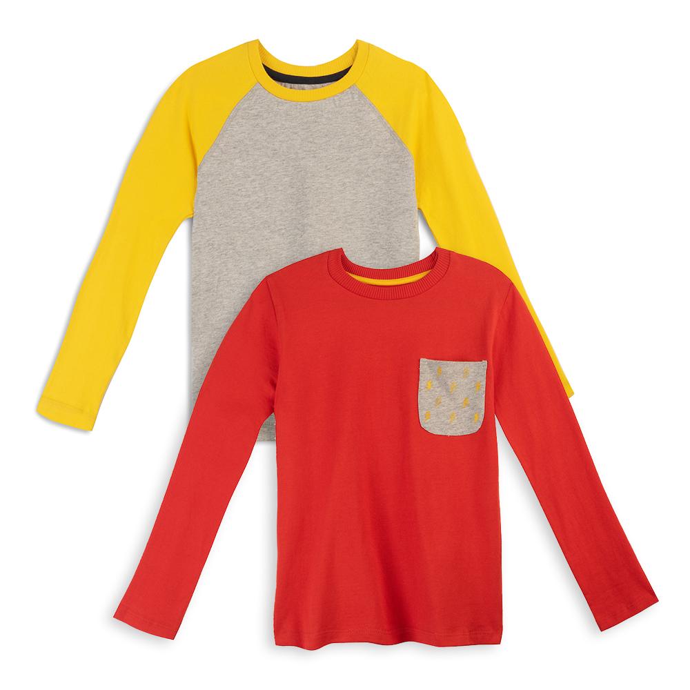 Organic Cotton Kids Shirts - Long Sleeve Tee 2 Pack - FINAL SALE | Color: Lightning Flash | Size: 3T Refurbished - N/A (Note: There is no well-known brand named "M refurbished available on Cerqular