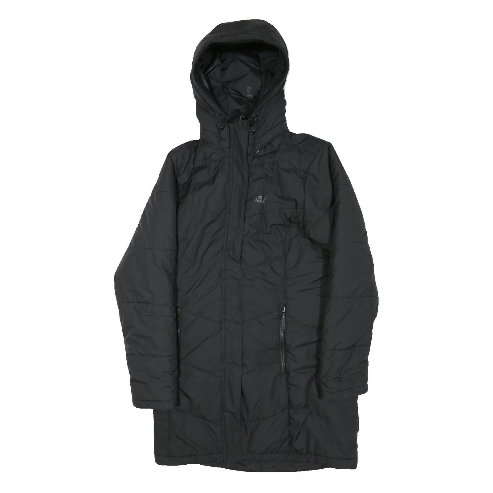 JACK WOLFSKIN Womens Black Outdoor Jacket M Polyester Blend Quilted Hooded Zip Refurbished - N/A refurbished available on Cerqular