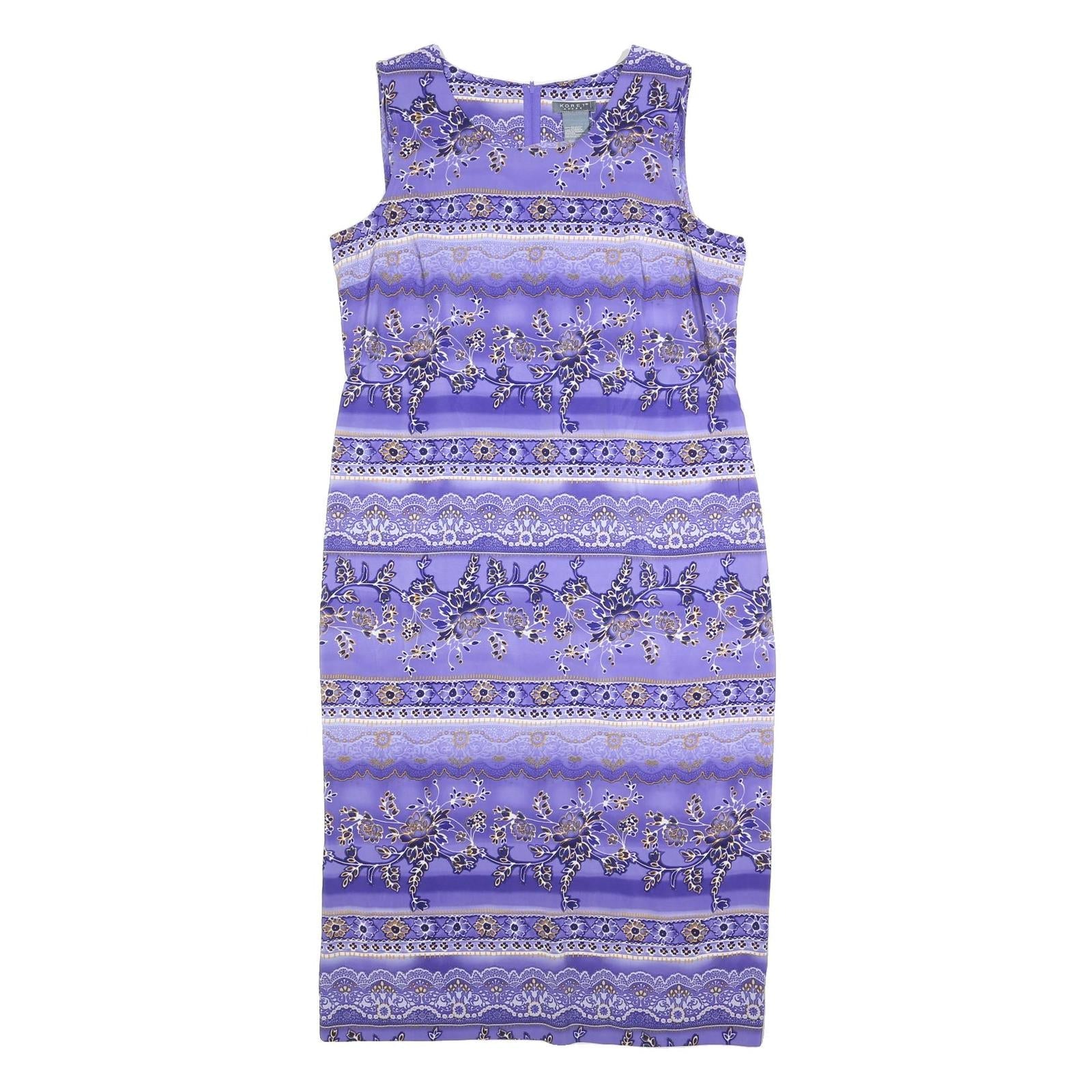 KORET Womens Purple Sleeveless Midi Dress Polyester Floral Pattern XL Elegant Refurbished - N/A refurbished available on Cerqular