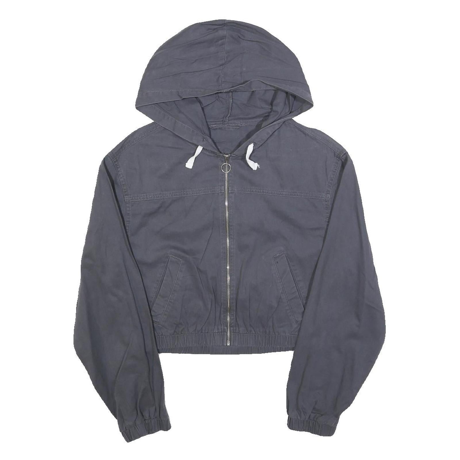 Womens Blue Hooded Jacket S Cotton Casual Zip-Up Plain Light Outerwear Refurbished - N/A refurbished available on Cerqular