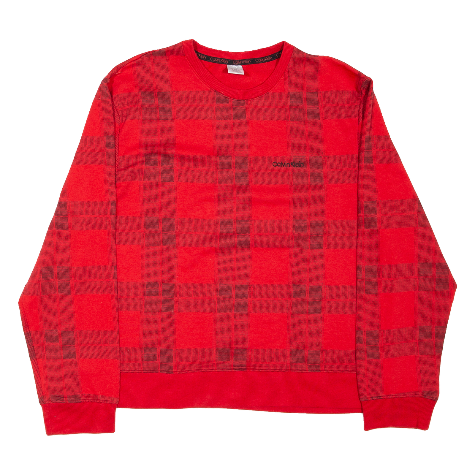 CALVIN KLEIN Sleepwear Mens Patterned Jumper Red Check L Refurbished - N/A refurbished available on Cerqular