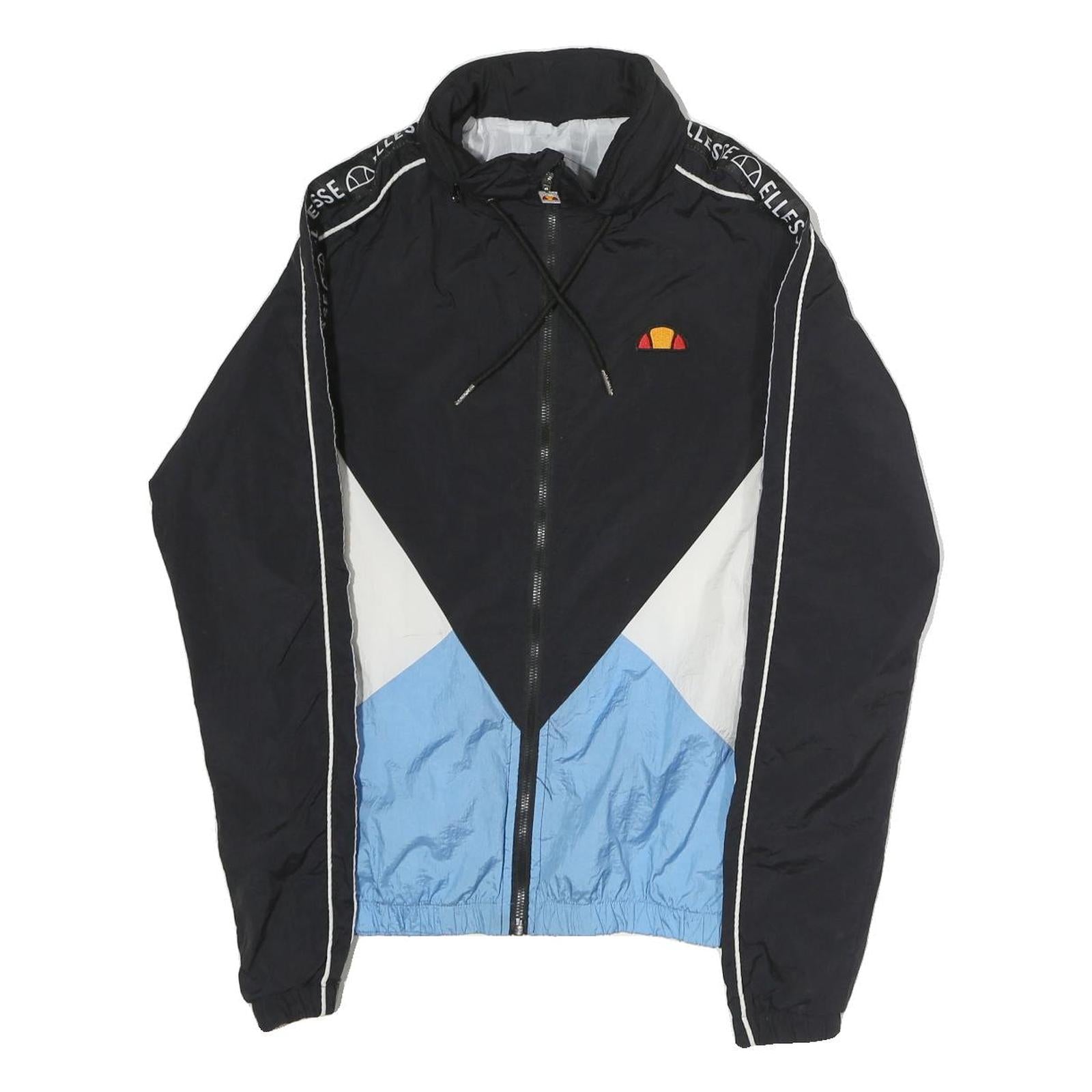 ELLESSE Mens Black & Blue Colourblock Track Jacket M Polyester Zip Logo Tape Refurbished - N/A refurbished available on Cerqular