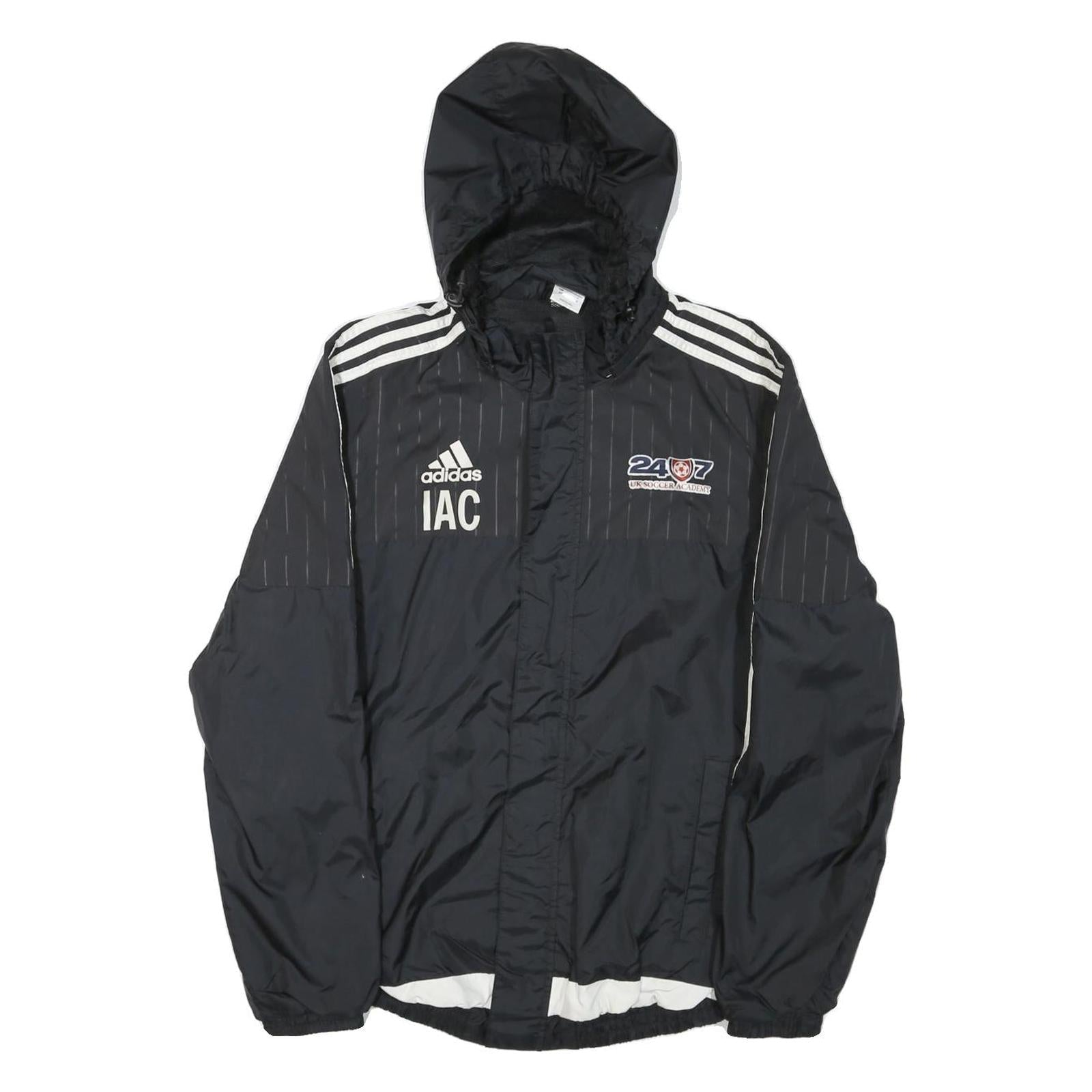 ADIDAS Womens Black Nylon Zip Hooded Track Jacket S Sporty Classic Stripe Refurbished - N/A refurbished available on Cerqular