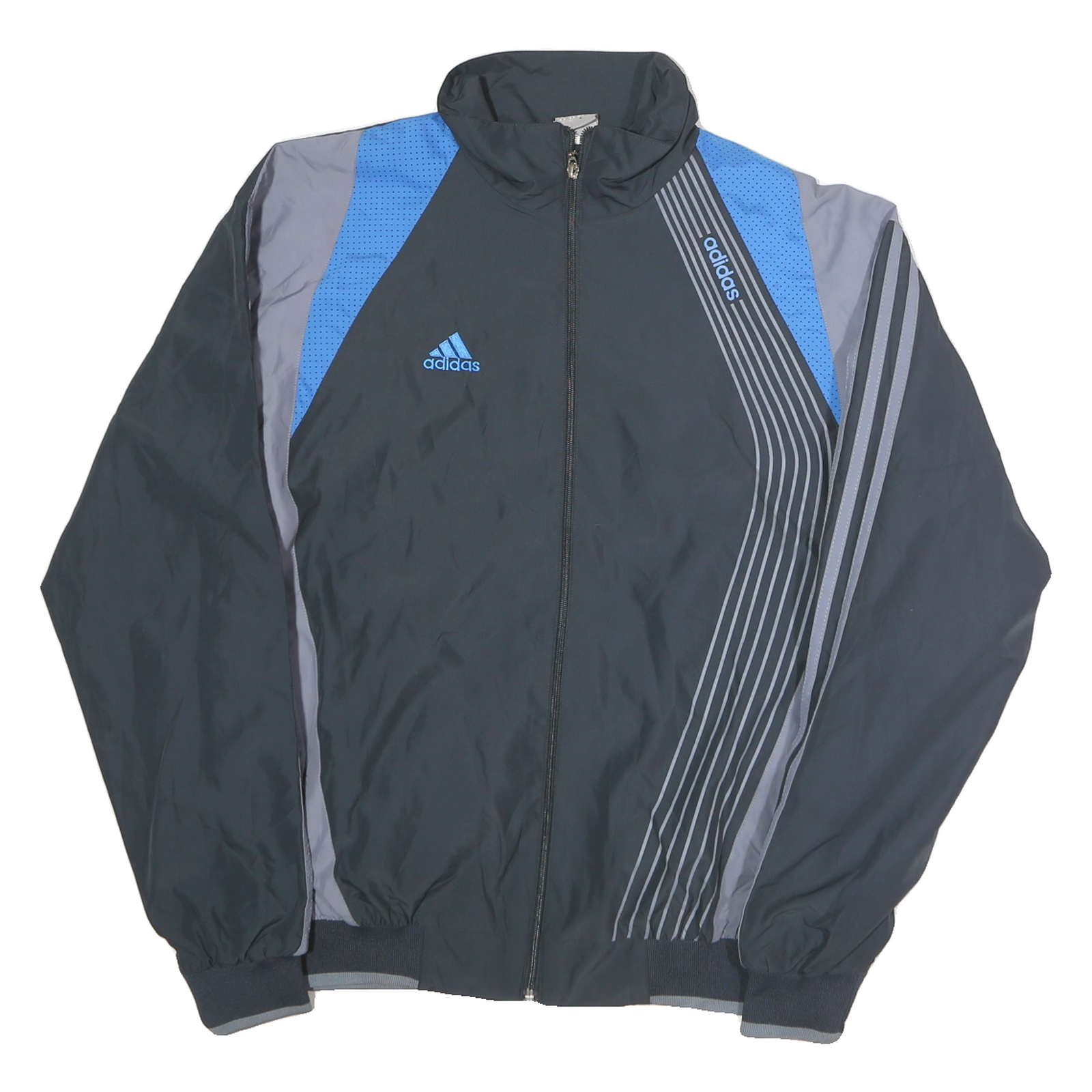 ADIDAS Womens Black & Blue Zip Jacket UK 10 Polyester Track Sports Casual Refurbished - N/A refurbished available on Cerqular