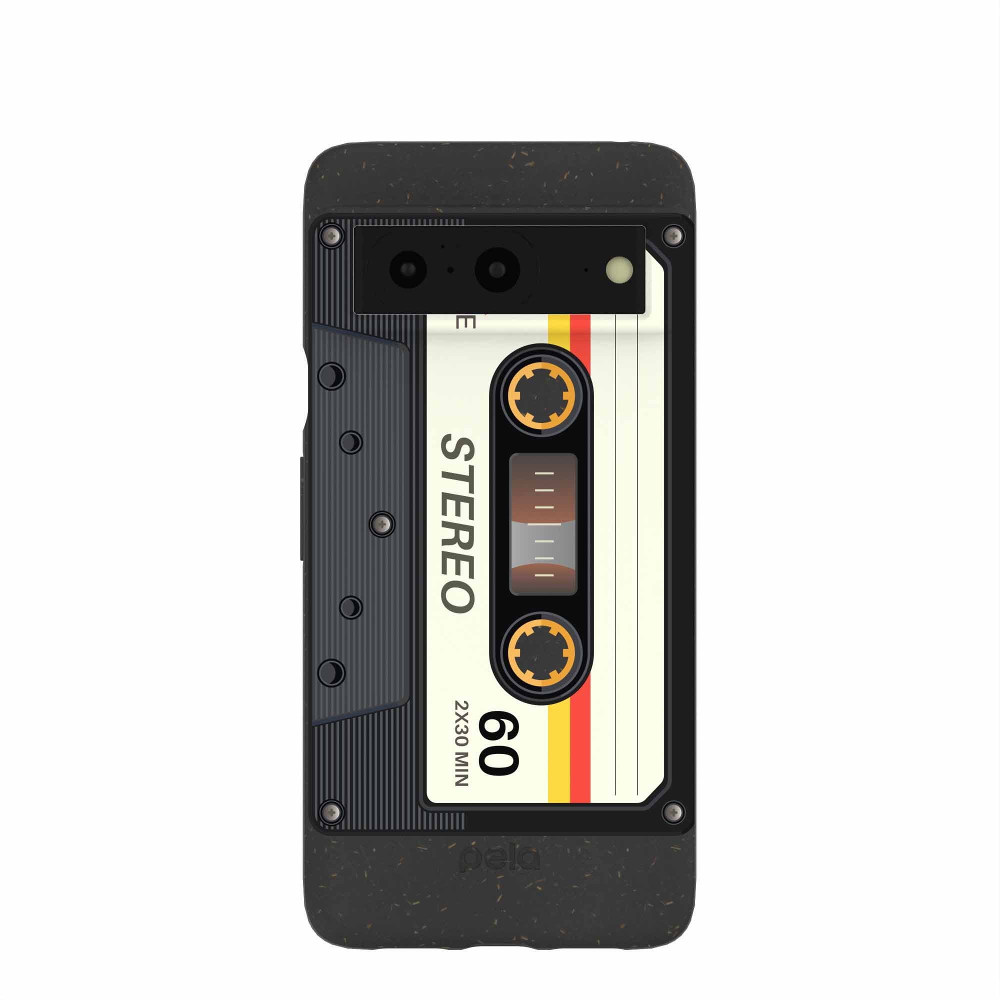 Black Cassette Google Pixel 8 Case Refurbished - Pela Case refurbished available on Cerqular