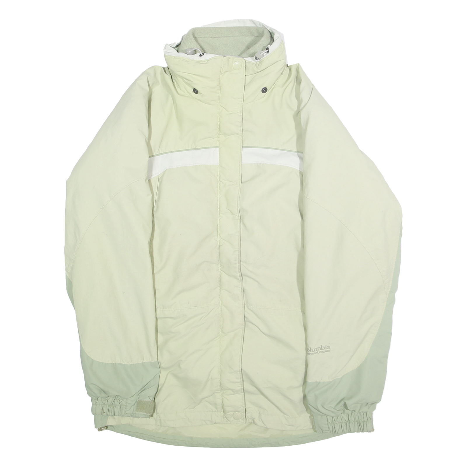 COLUMBIA Womens Cream & Light Green Outdoor Jacket M Polyamide Blend Plain Zip Refurbished - N/A refurbished available on Cerqular