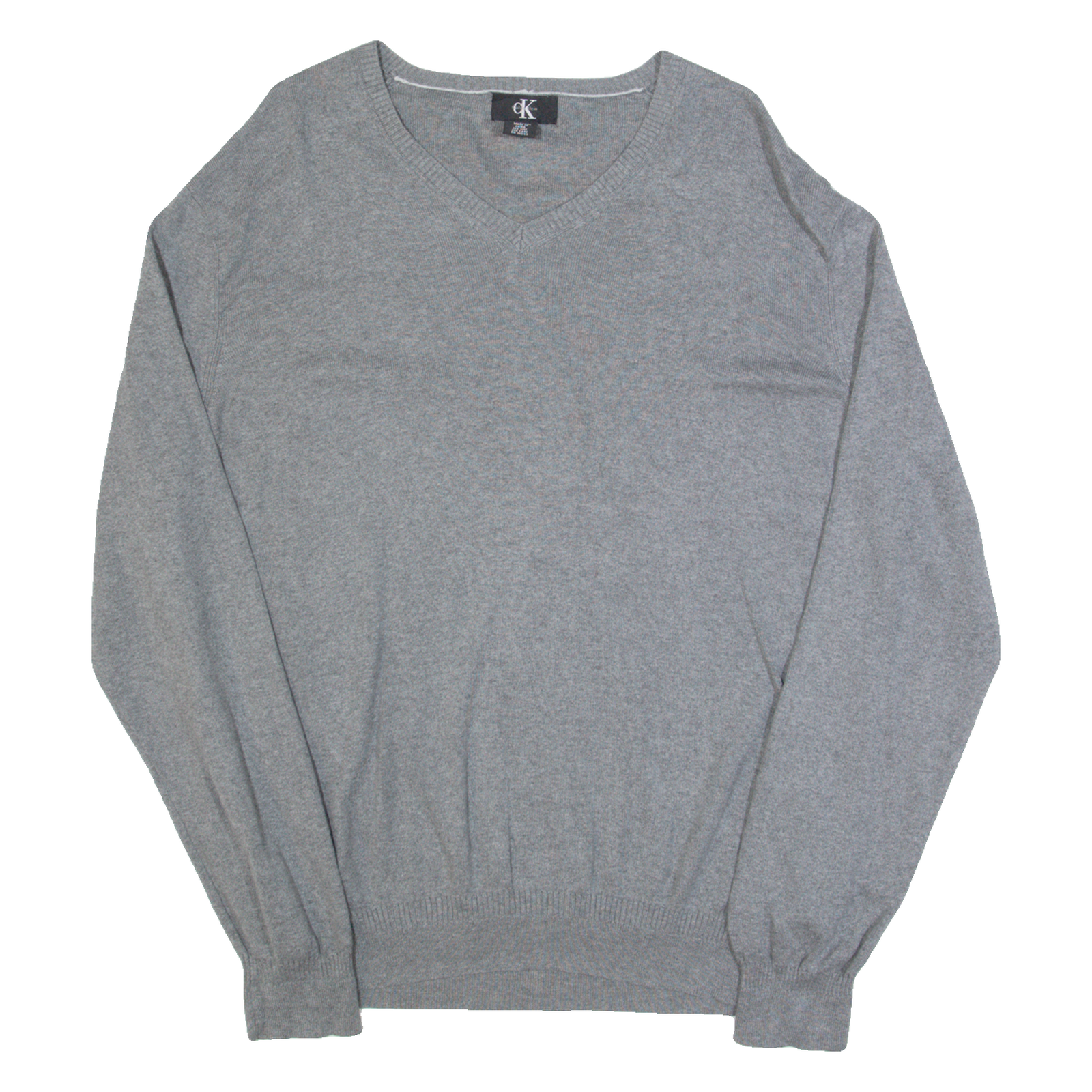 CALVIN KLEIN Mens Jumper Grey V-Neck Tight Knit L Refurbished - N/A refurbished available on Cerqular