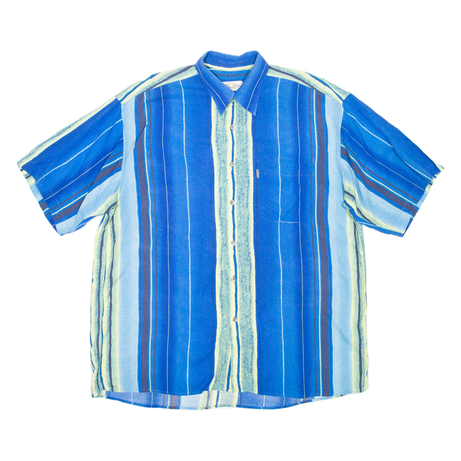 DONELLI Mens Shirt Blue Viscose Striped XL Refurbished - N/A refurbished available on Cerqular