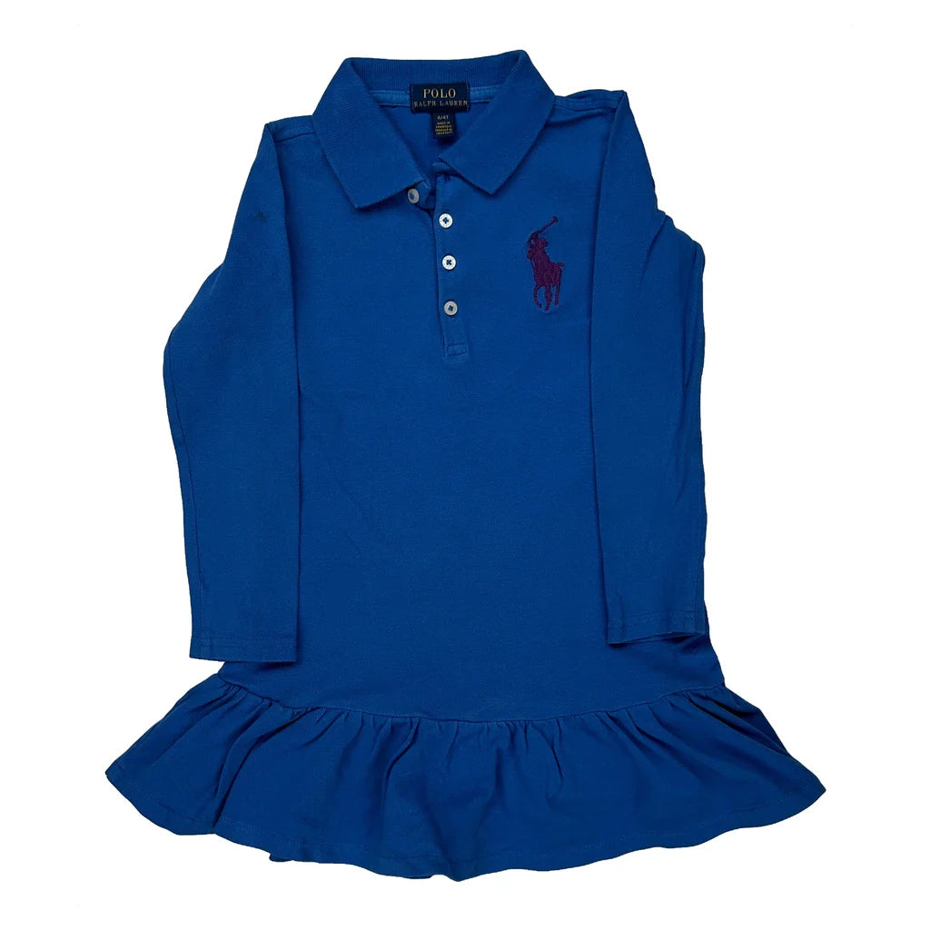 Age 4 Polo By Ralph Lauren Dress - XS Blue Cotton Refurbished - Thrifted (note: this is a term often used to describe second- refurbished available on Cerqular