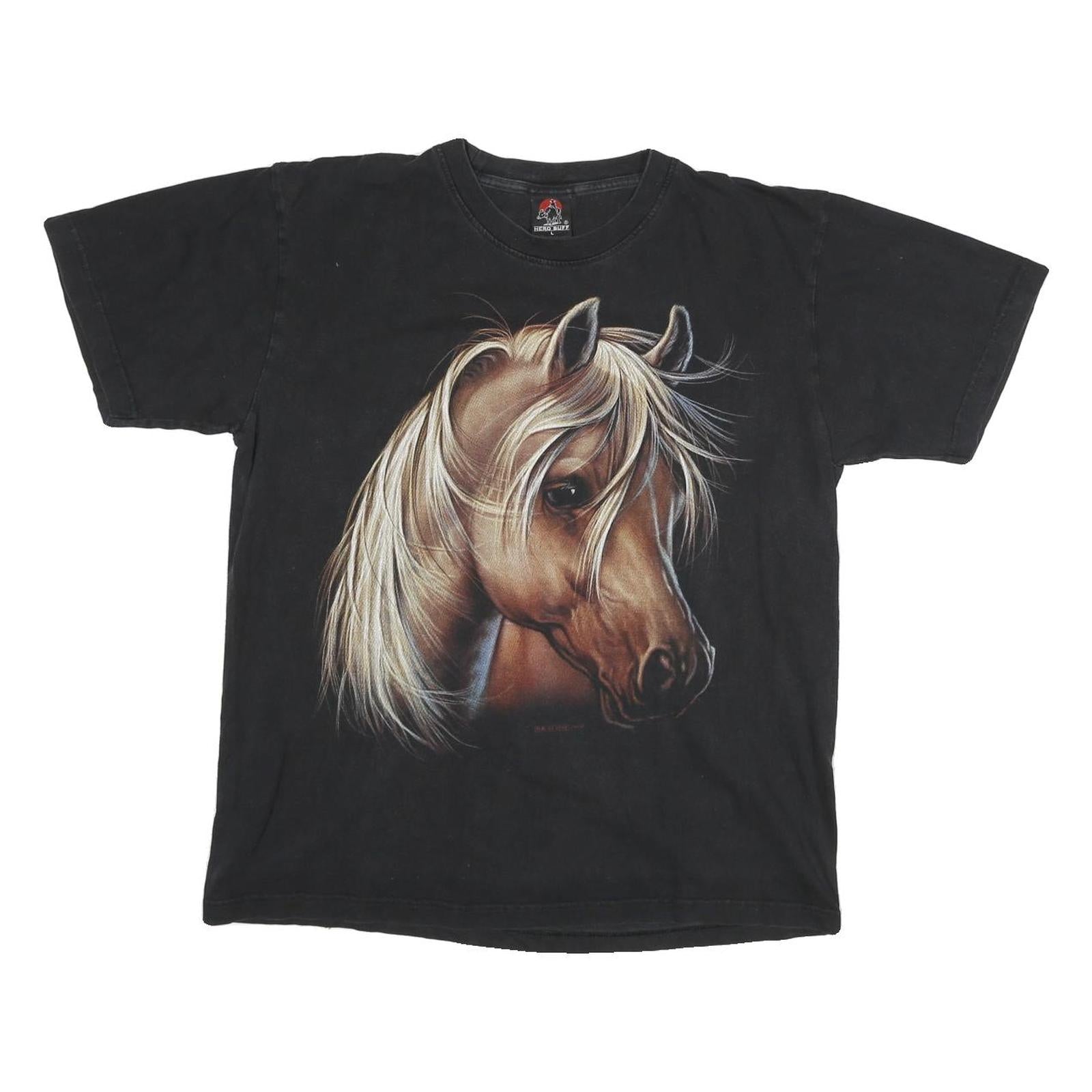 Buy HERO BUFF Mens Black Horse Graphic T-Shirt L Short Sleeve Crew Neck Cotton Blend Refurbished - $12.99 HERO BUFF Mens Black Horse Graphic T-Shirt L Short Sleeve Crew Neck Cotton Blend Refurbished - N/A refurbished available on Cerqular