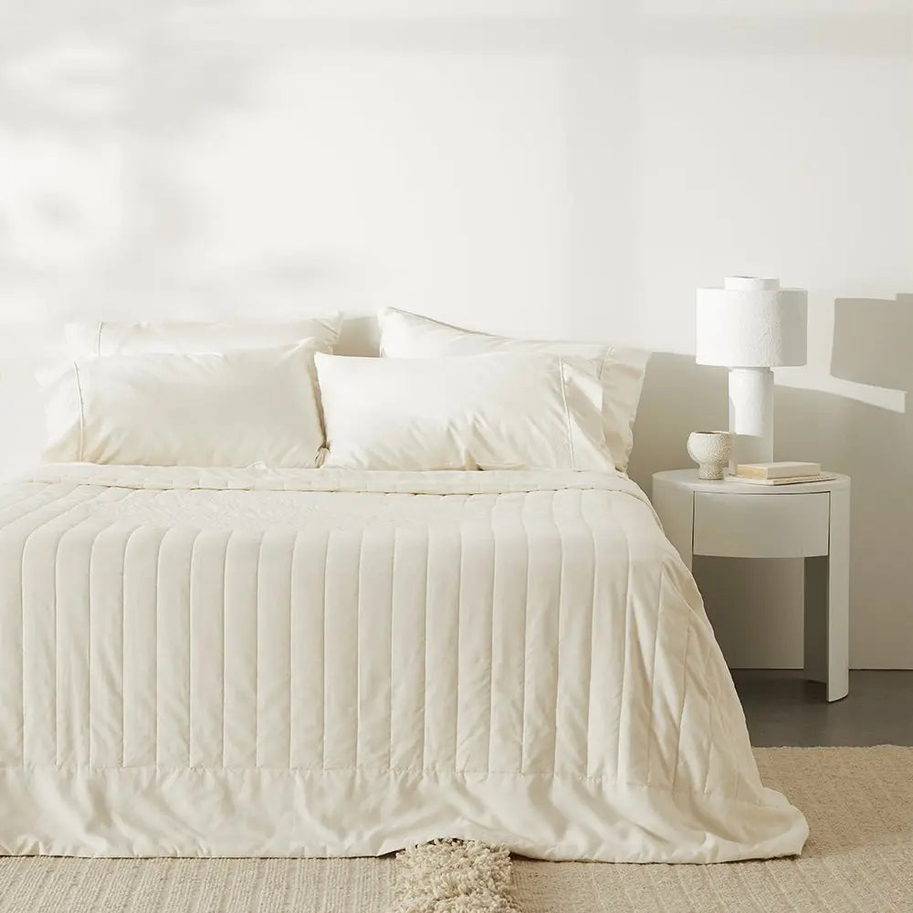 Buy Linen+ Bamboo Quilted Coverlet | Color: Stone | Size: Full/Queen Refurbished - $359.25 Linen+ Bamboo Quilted Coverlet | Color: Stone | Size: Full/Queen Refurbished - Ettitude refurbished available on Cerqular