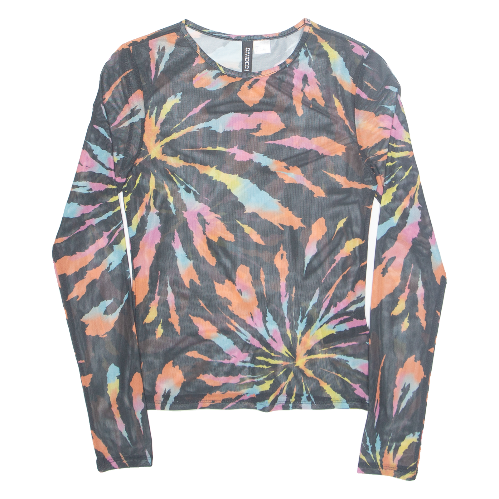 DIVIDED Sheer Womens Printed Top Black Long Sleeve Crazy Pattern S Refurbished - N/A refurbished available on Cerqular