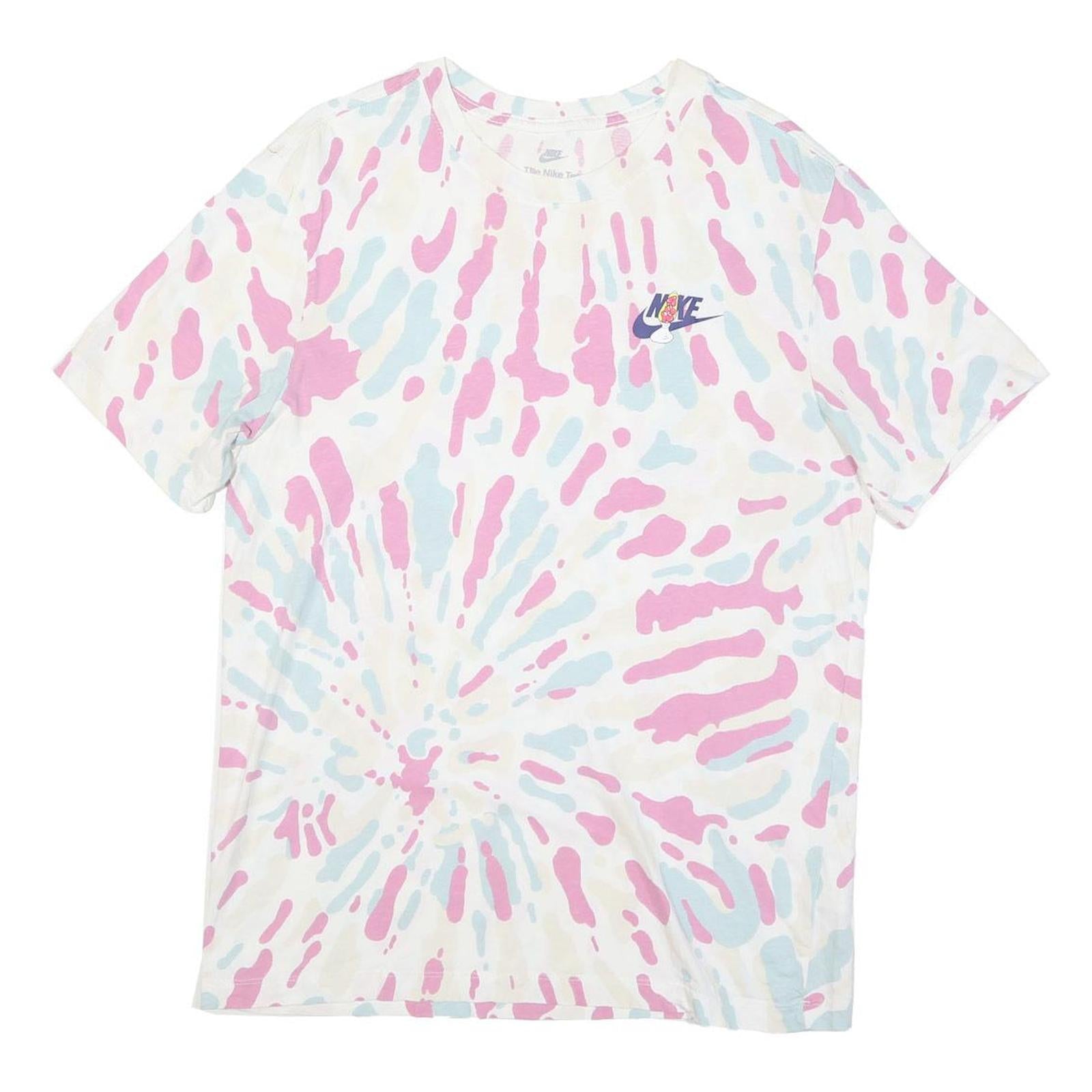 NIKE Womens White & Pink Tie Dye Graphic T-Shirt M Short Sleeve Crew Neck Sports Refurbished - N/A refurbished available on Cerqular