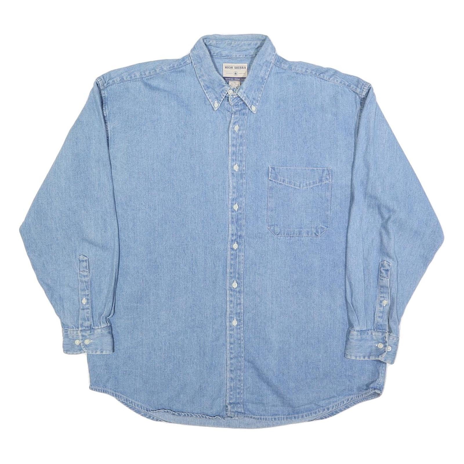 HIGH SIERRA Mens Blue Denim Shirt XL Button-Down Collar Long Sleeve Casual Refurbished - N/A refurbished available on Cerqular