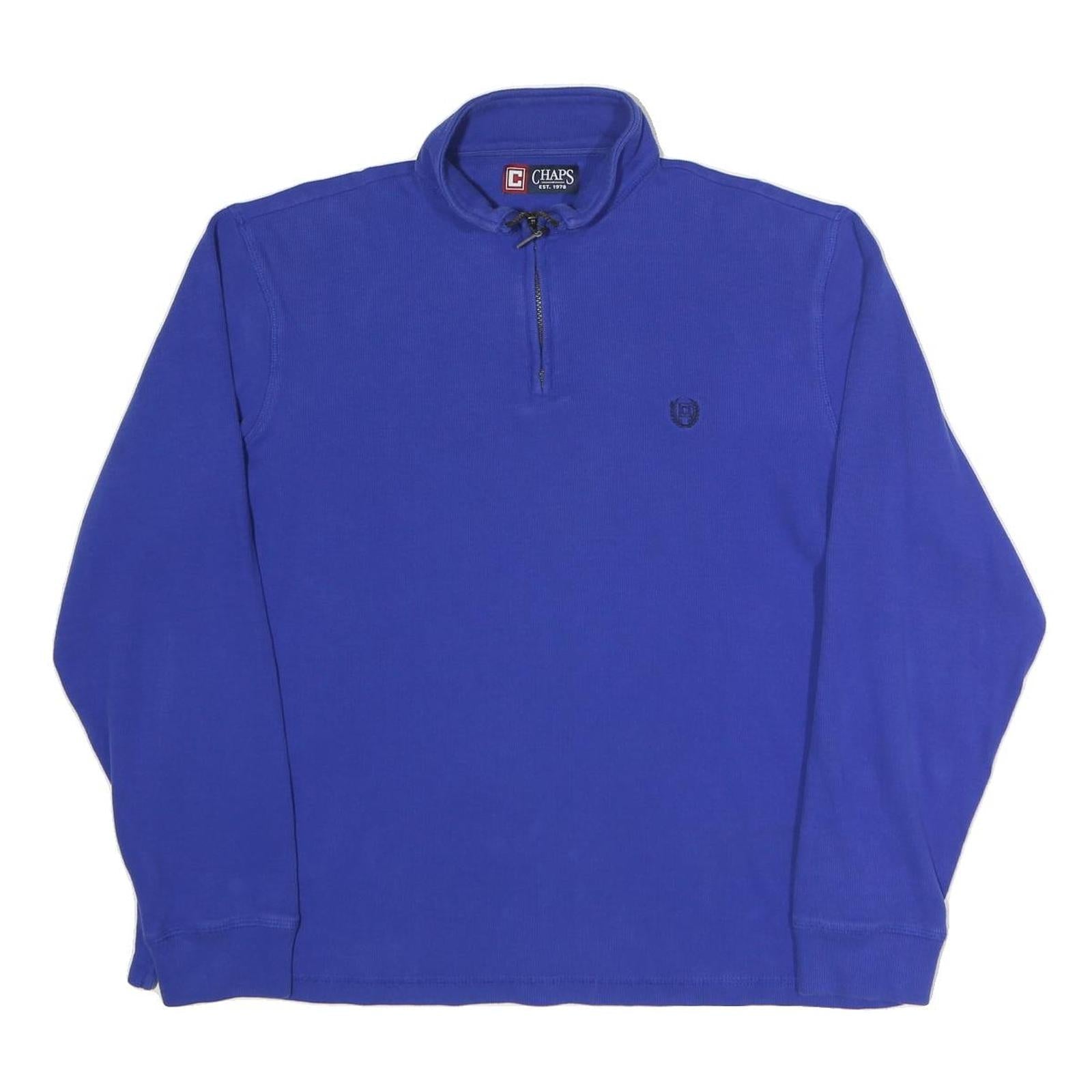 CHAPS Mens Blue Plain Jumper Crew Neck Basic Knit L Cotton Blend Casual Refurbished - N/A refurbished available on Cerqular