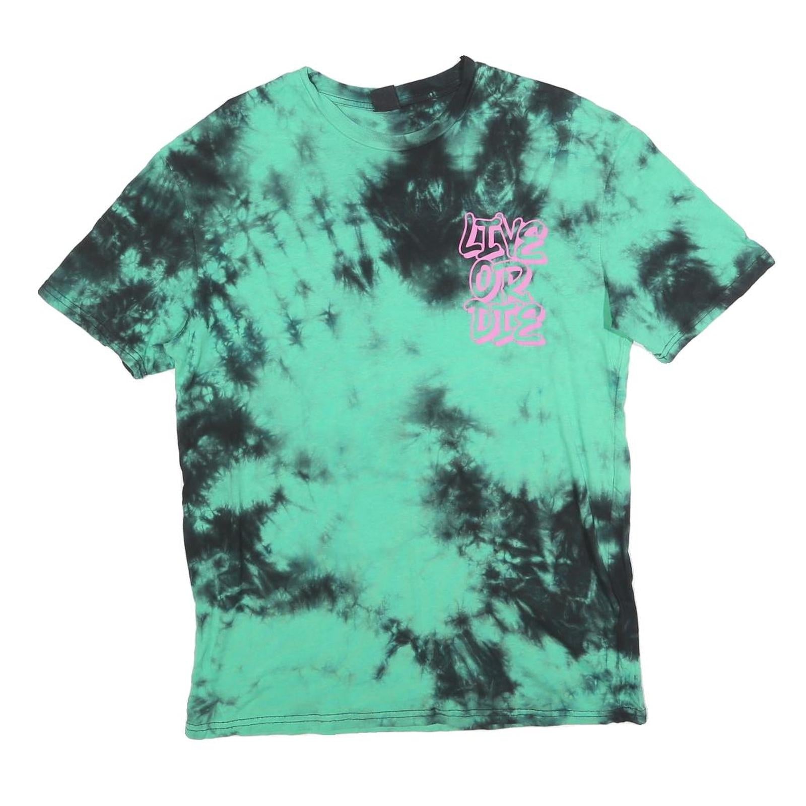 FSBN Mens Green & Black Tie Dye Graphic T-Shirt XS Short Sleeve Crew Neck Refurbished - N/A refurbished available on Cerqular