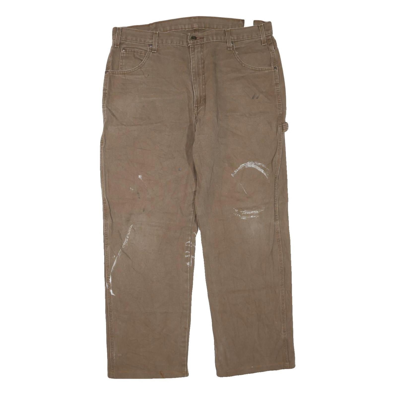 DICKIES Mens Regular Fit Brown Denim Jeans W38 L29 Workwear Cotton Blend Zip Refurbished - N/A refurbished available on Cerqular