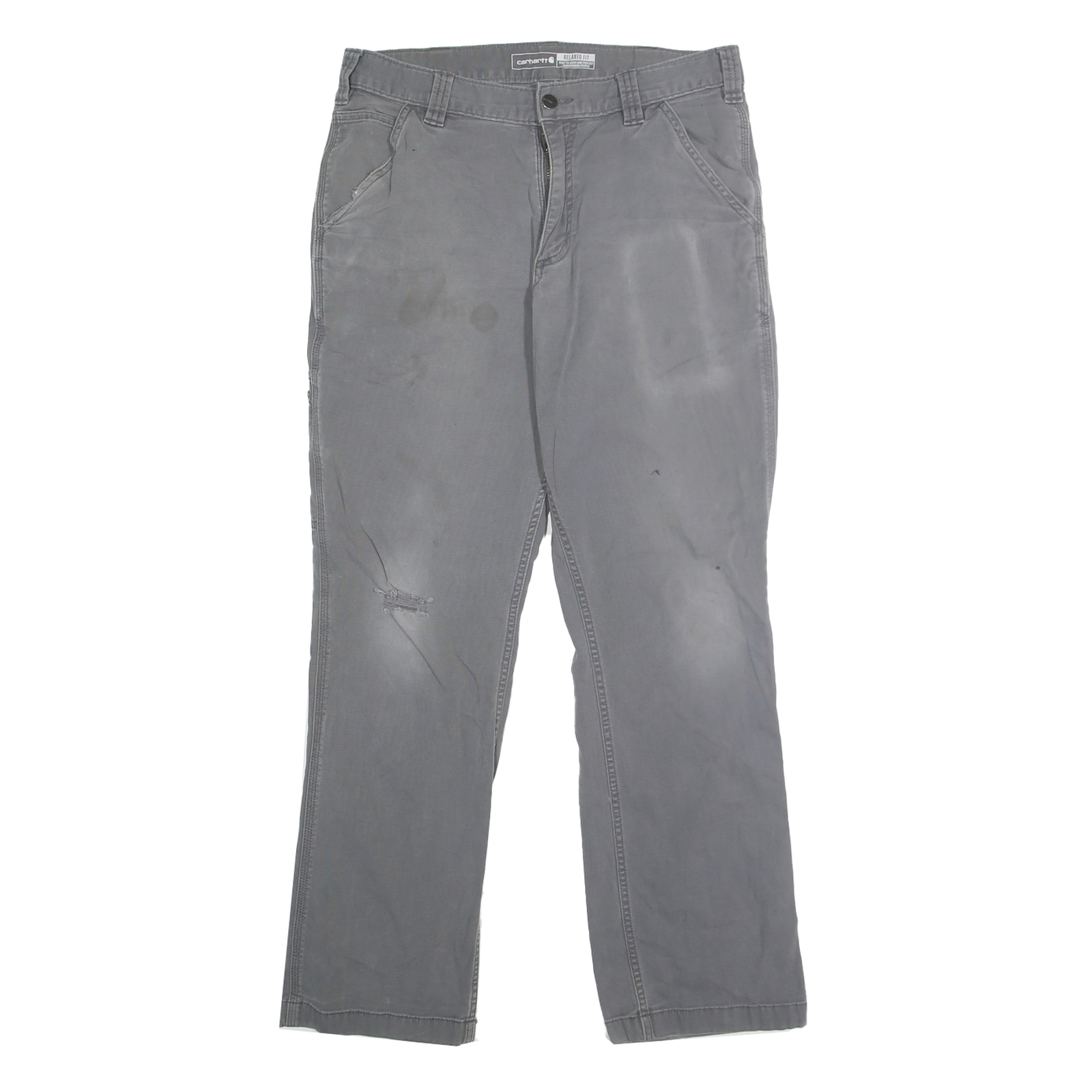 CARHARTT Mens Cotton Blend Grey Relaxed Straight Trousers W32 L32 Workwear Refurbished - N/A refurbished available on Cerqular