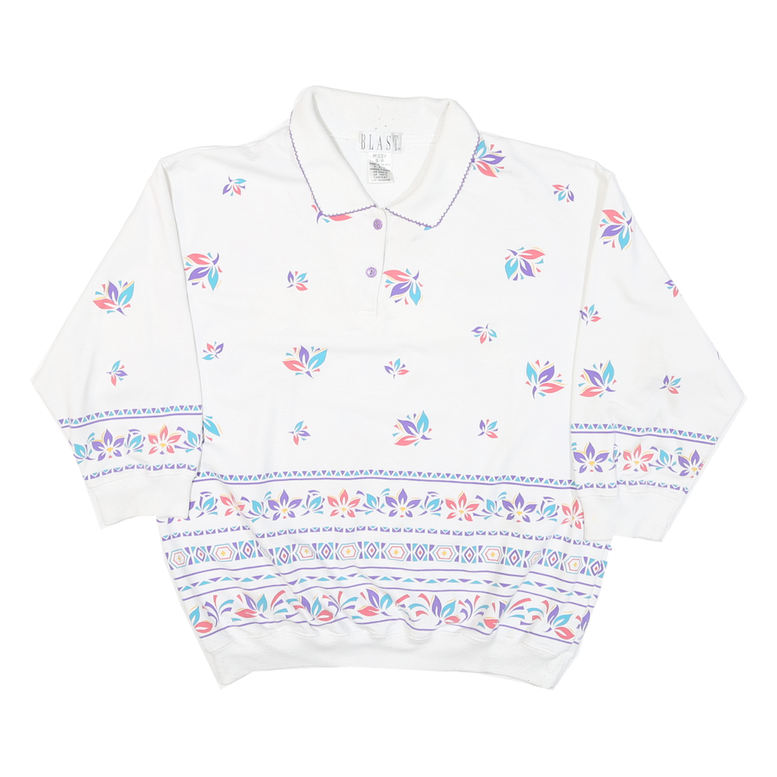 Buy BLAST Womens White Floral Print Collared S Cotton Blend Sweatshirt Refurbished - $20.79 BLAST Womens White Floral Print Collared S Cotton Blend Sweatshirt Refurbished - N/A refurbished available on Cerqular