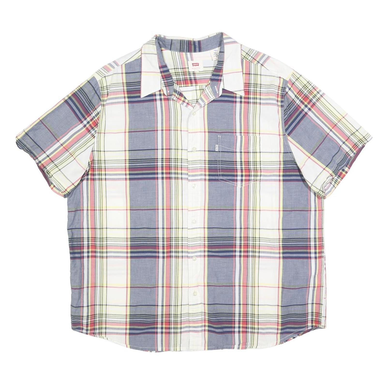 LEVI'S Mens Blue Red & Yellow Check Shirt 2XL Cotton Blend Casual Summer Refurbished - N/A refurbished available on Cerqular
