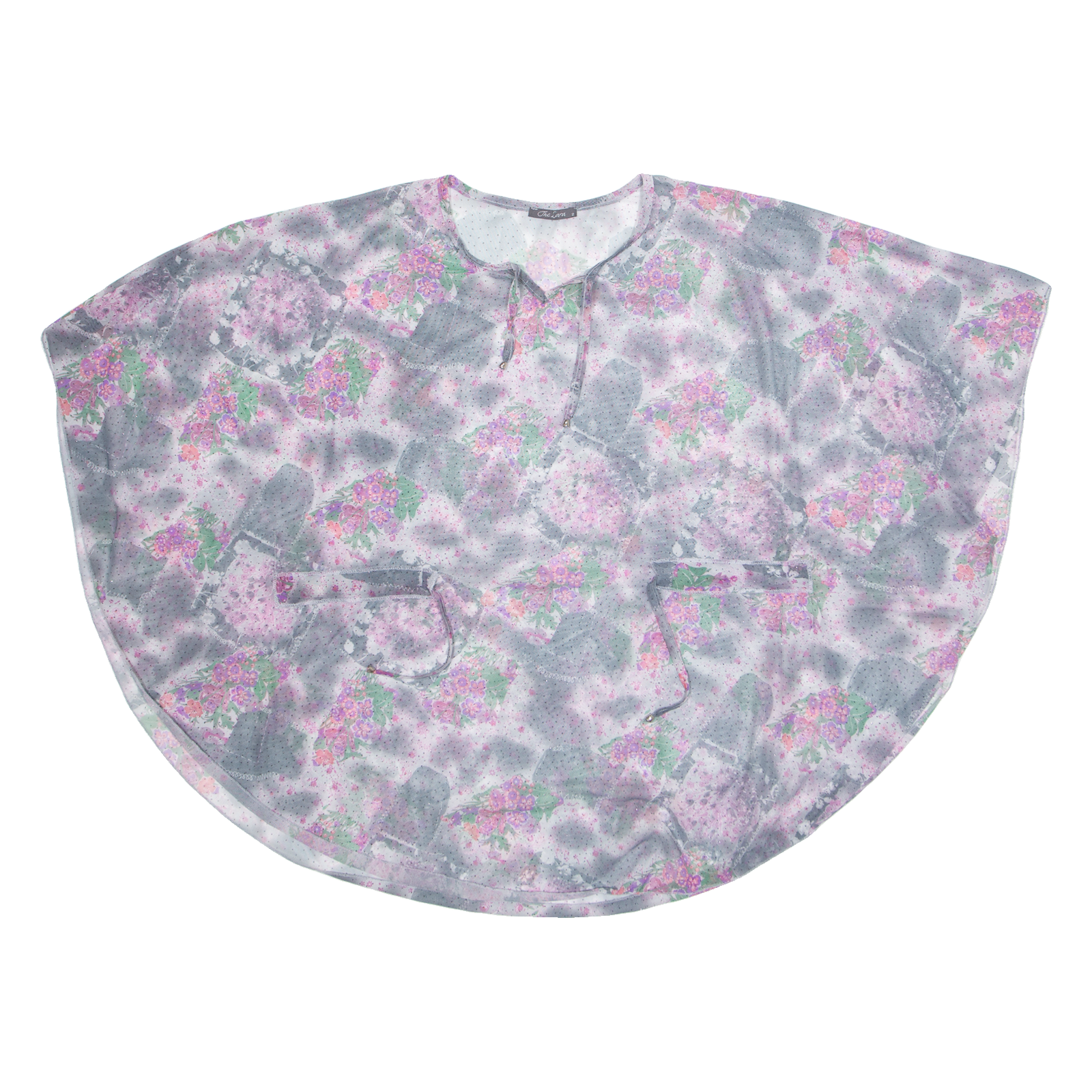 THE LARA Sheer Sparkly Womens Smock Blouse Grey 3/4 Sleeve Floral 2XL Refurbished - N/A refurbished available on Cerqular