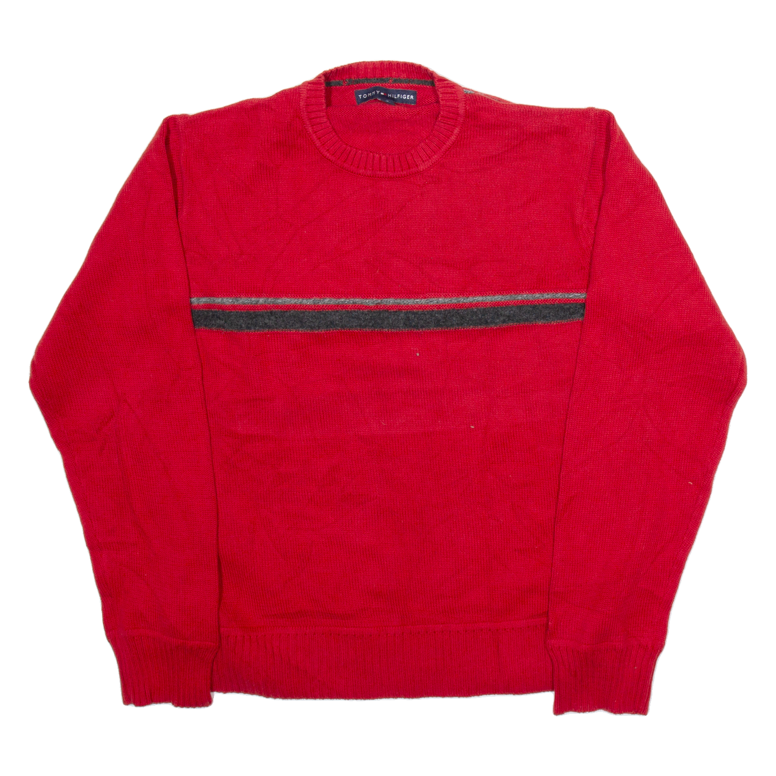 TOMMY HILFIGER Mens Jumper Red Tight Knit L Refurbished - N/A refurbished available on Cerqular