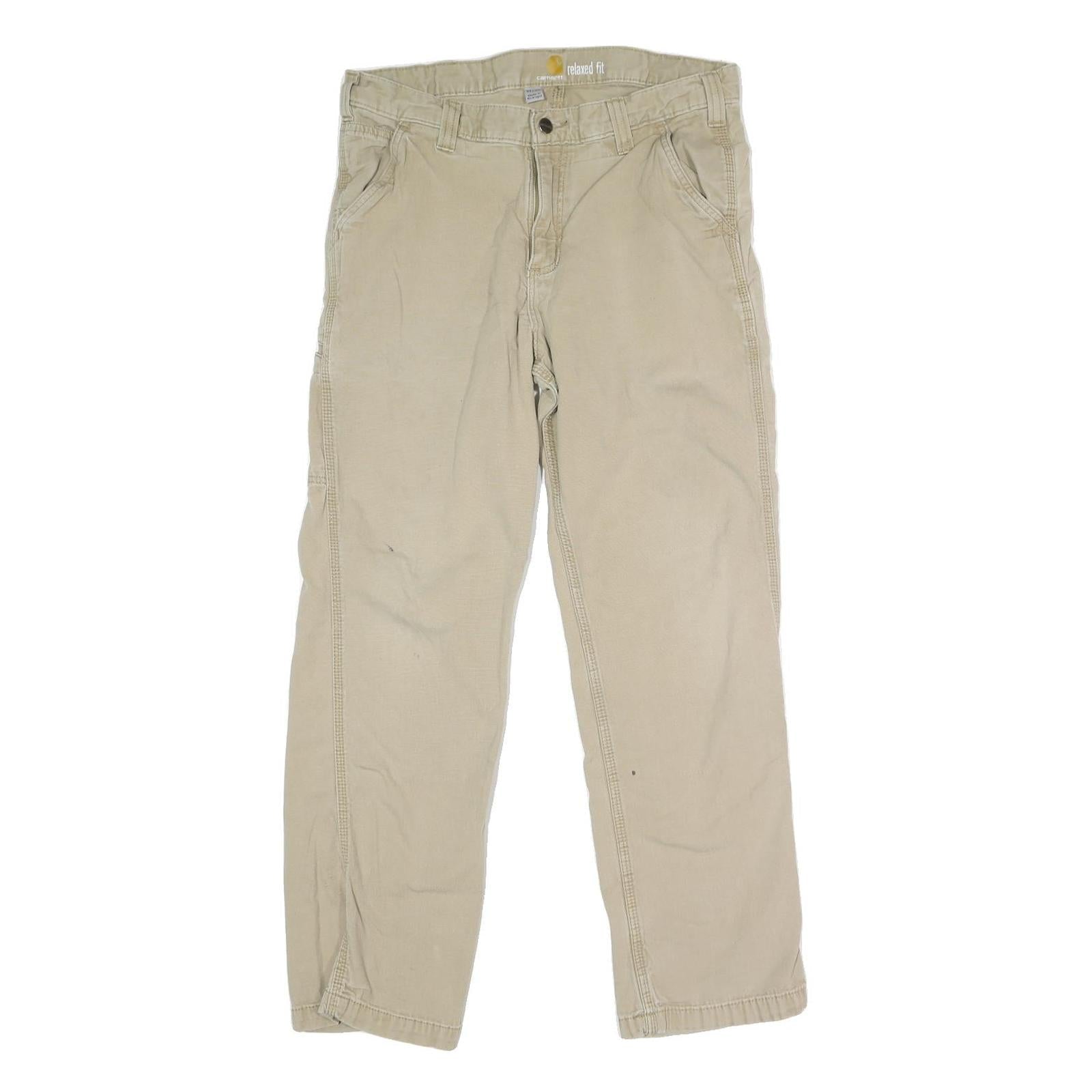 CARHARTT Mens Cotton Blend Beige Regular Fit Straight Leg Trousers W34 L28 Refurbished - N/A refurbished available on Cerqular