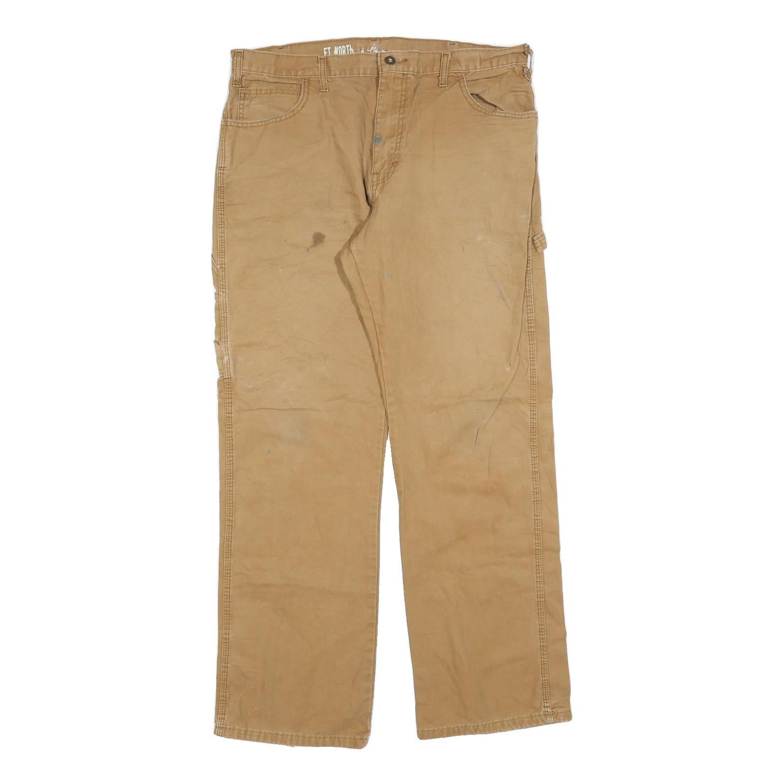 DICKIES Mens Regular Fit Beige Cotton Blend Trousers W36 L32 Zip Casual Workwear Refurbished - N/A refurbished available on Cerqular