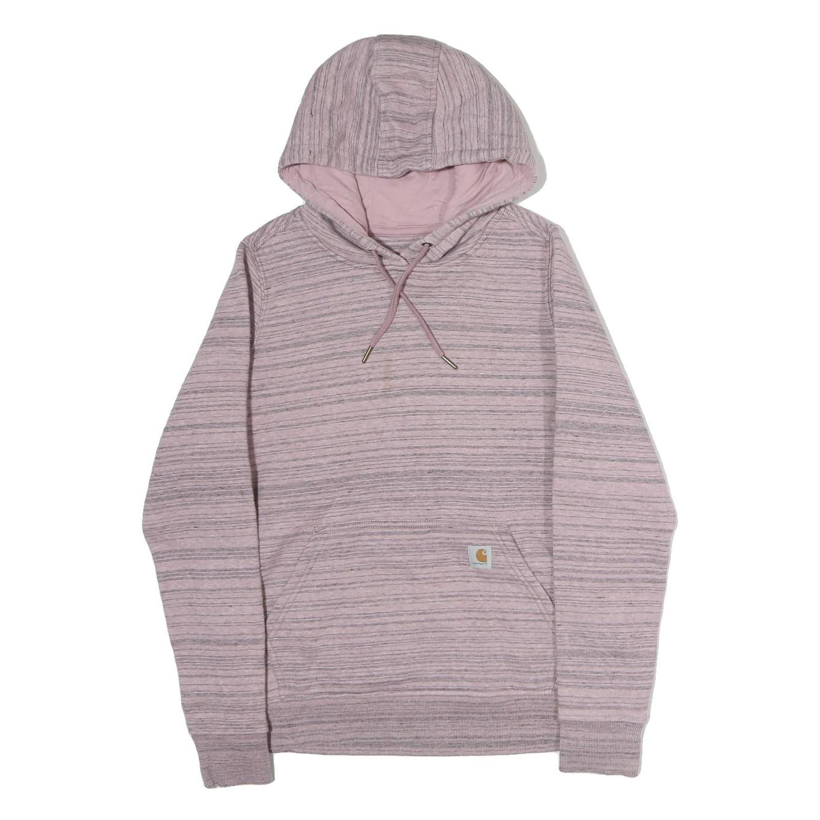 CARHARTT Womens Pink & Grey Striped Hoodie S Soft Cotton Casual Pullover Refurbished - N/A refurbished available on Cerqular