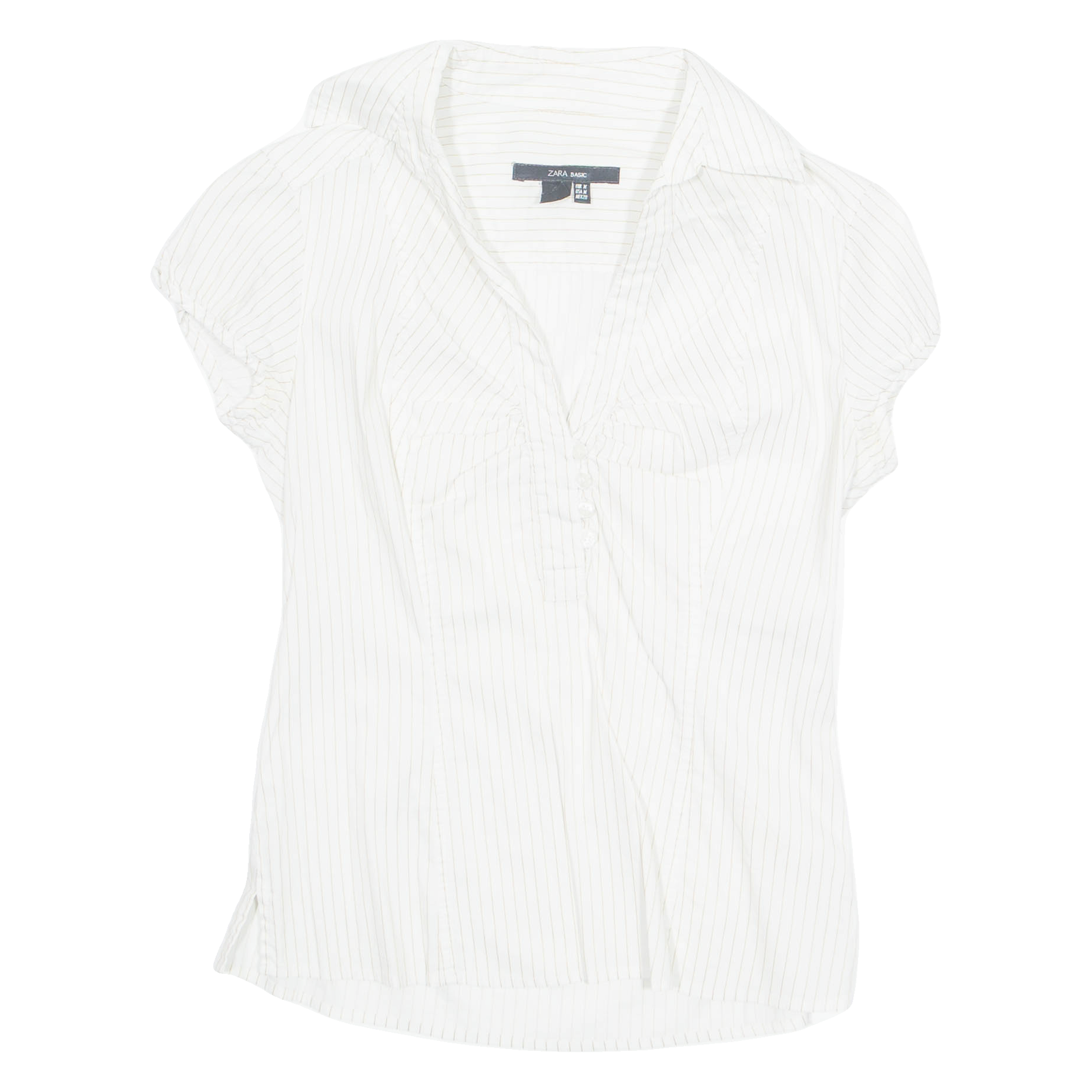 ZARA Womens Printed Shirt White V-Neck Striped M Refurbished - N/A refurbished available on Cerqular