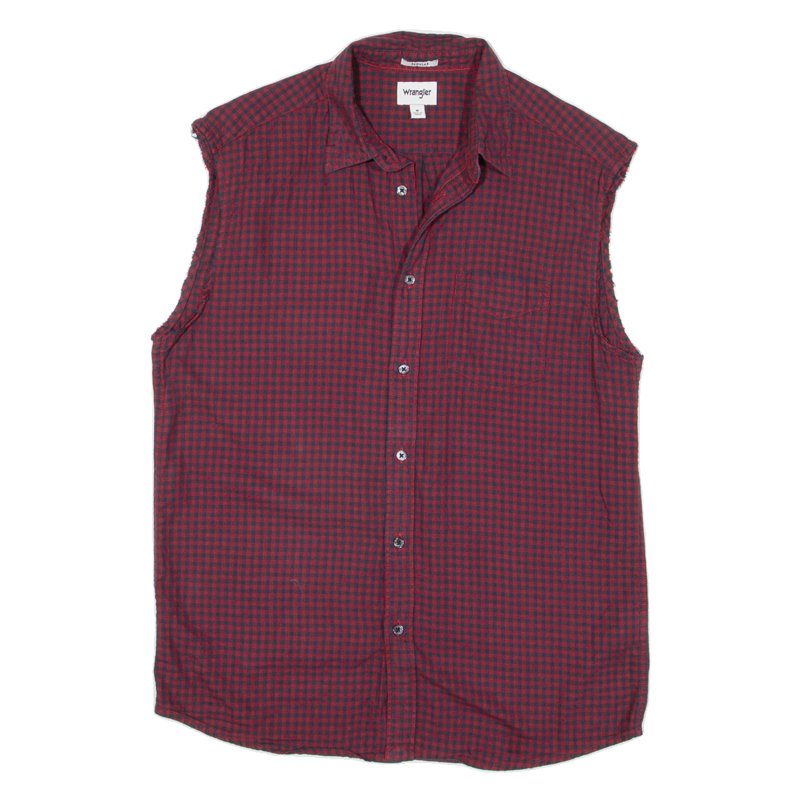 WRANGLER Mens Shirt Red Check Sleeveless M Refurbished - N/A refurbished available on Cerqular