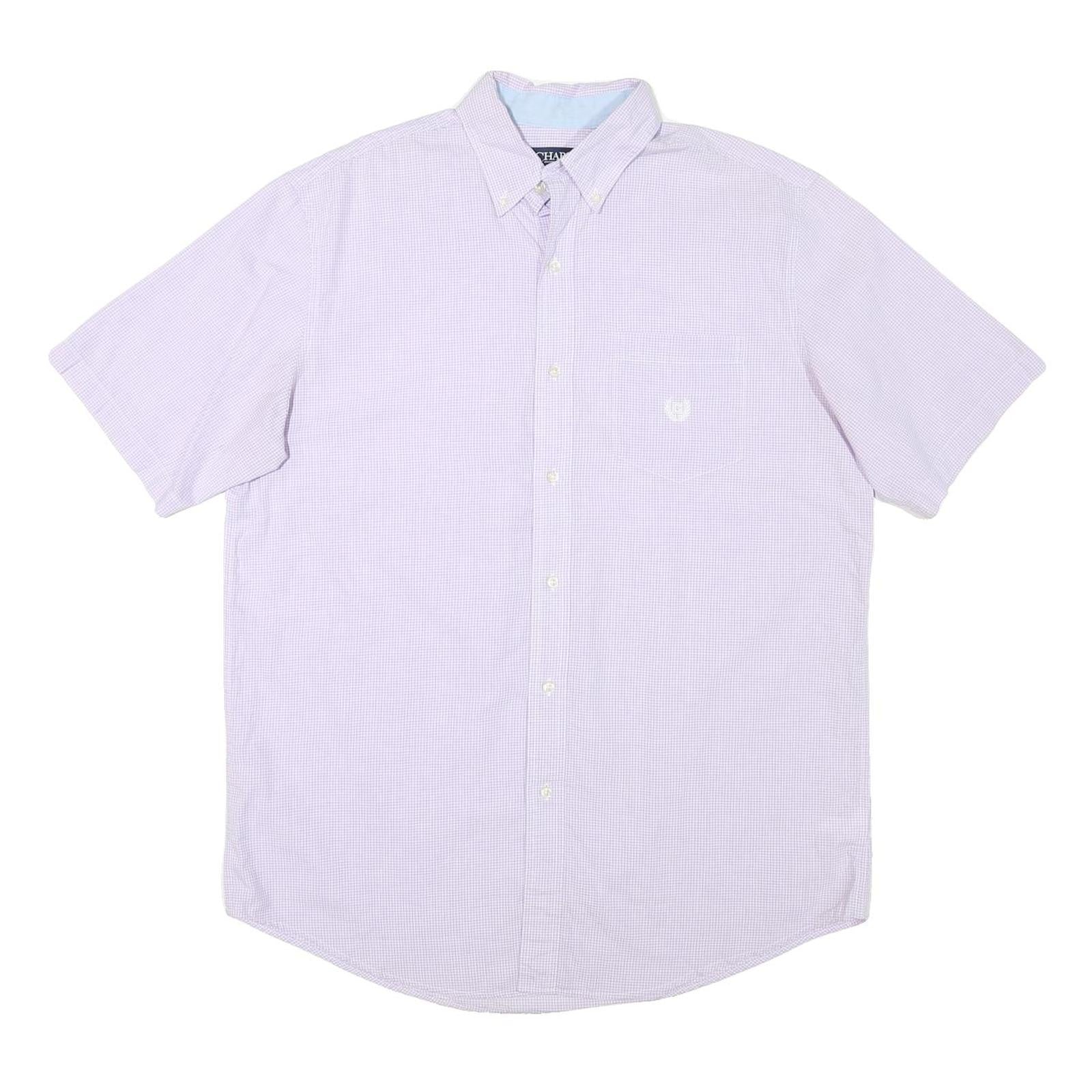 CHAPS Mens Purple & White Check Shirt L Cotton Blend Casual Button Down Refurbished - N/A refurbished available on Cerqular