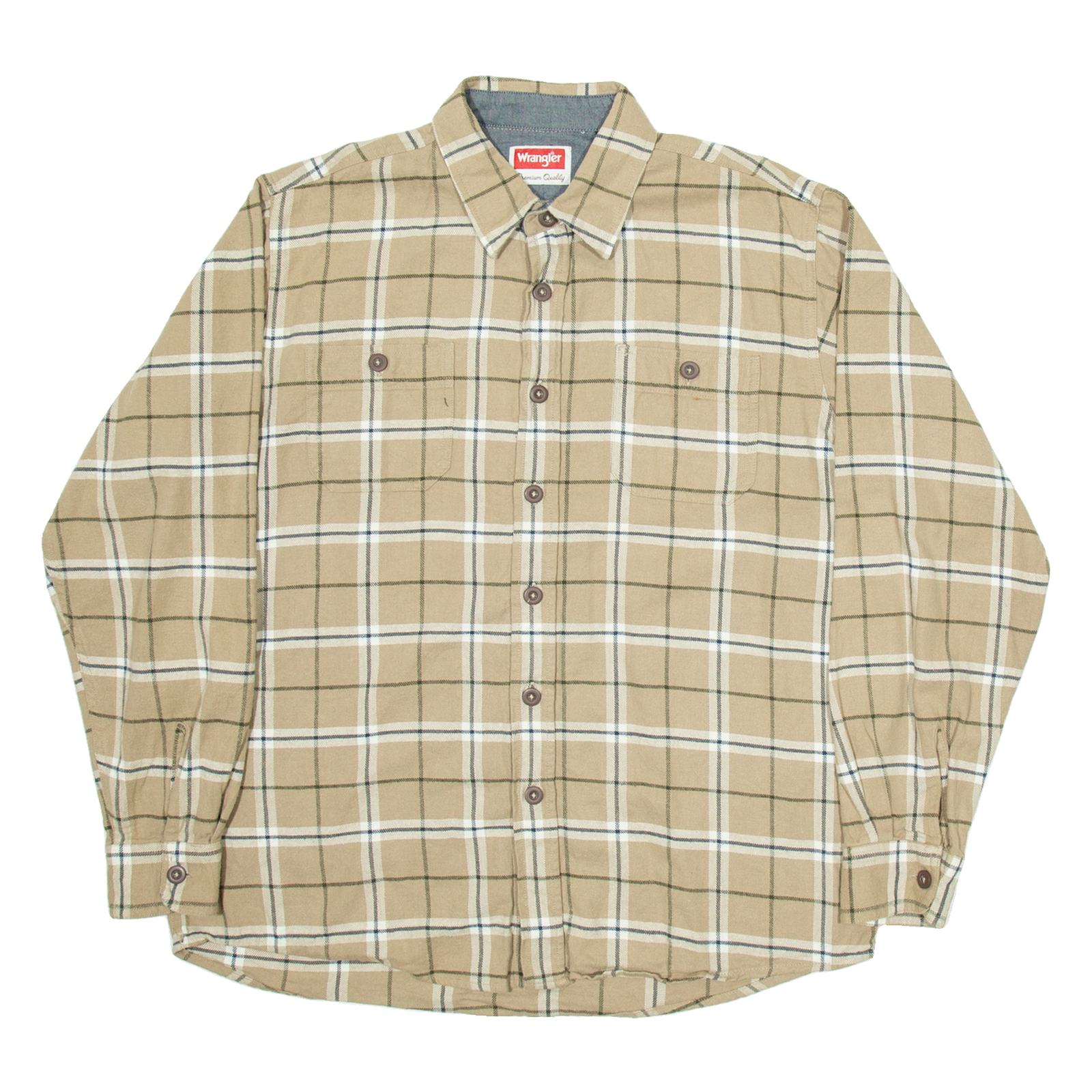 WRANGLER Mens Shirt Brown Check Long Sleeve L Refurbished - N/A refurbished available on Cerqular