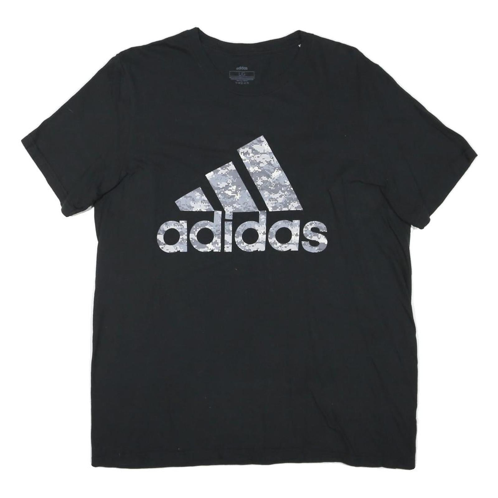 ADIDAS Mens Black Cotton Blend Graphic T-Shirt L Short Sleeve Crew Neck Refurbished - N/A refurbished available on Cerqular
