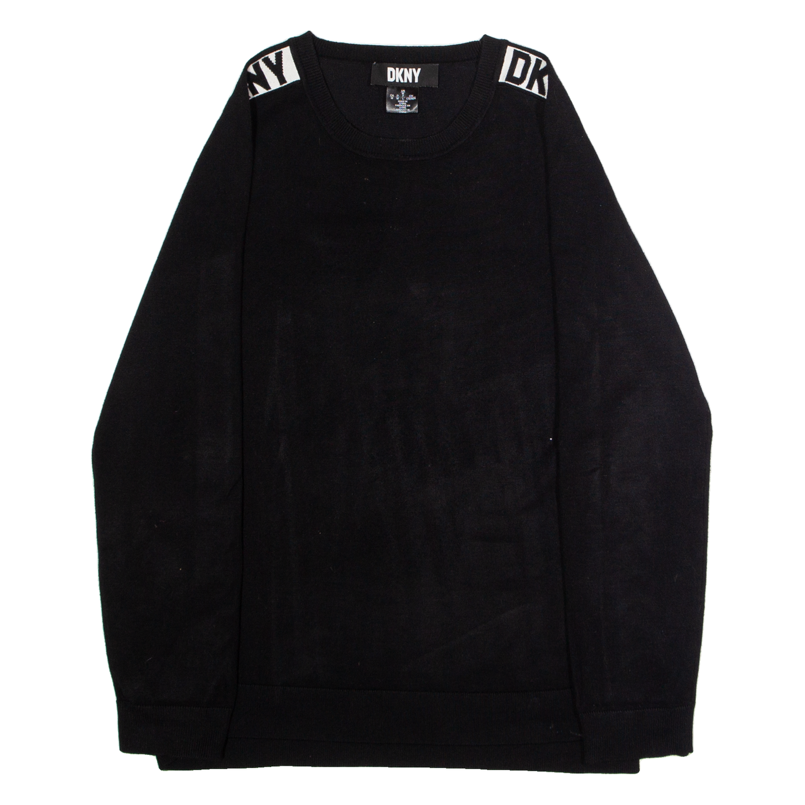 DKNY Womens Jumper Black Crew Neck Tight Knit Viscose M Refurbished - N/A refurbished available on Cerqular