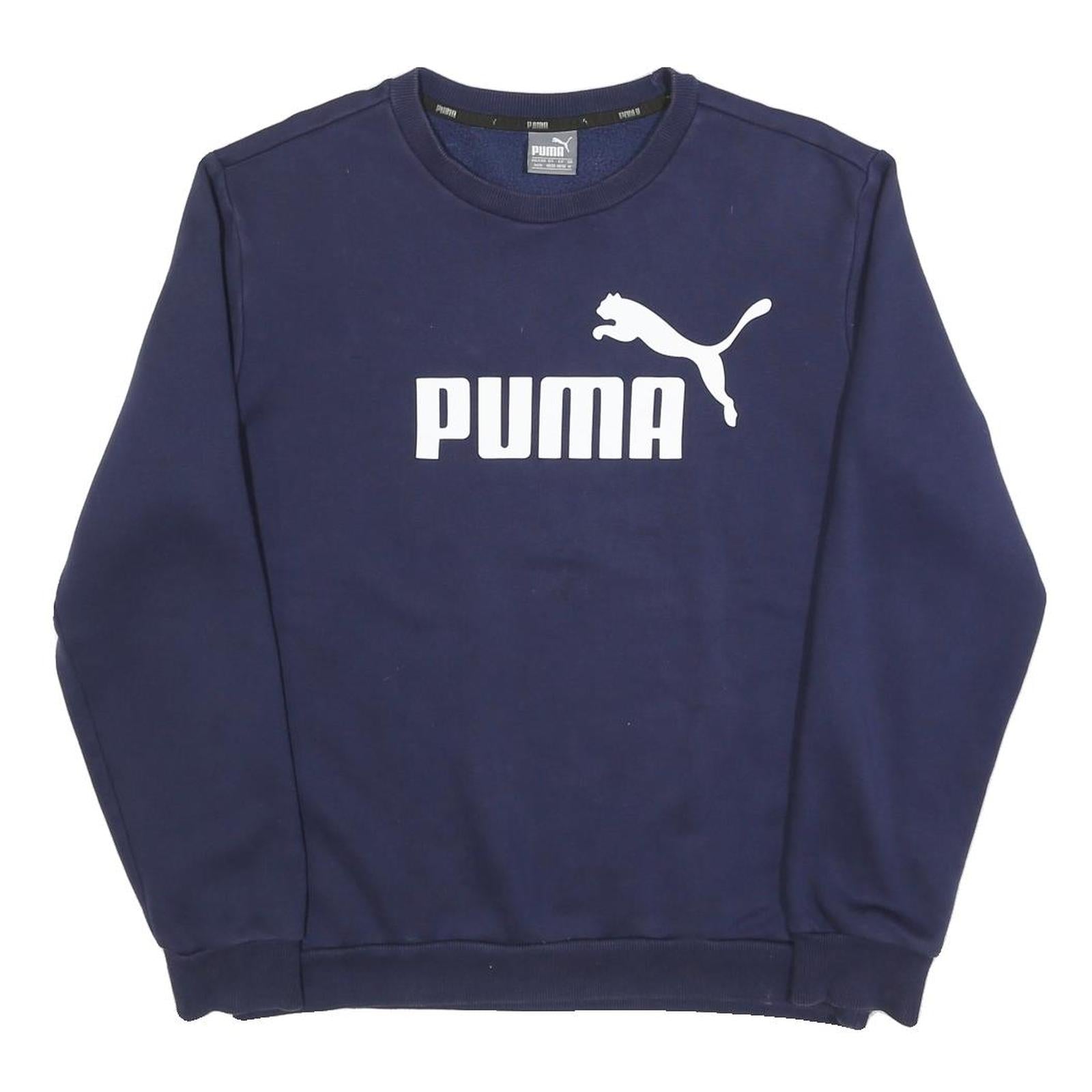 PUMA Mens Blue Navy Sweatshirt Crew Neck M Cotton Blend Pullover Sportswear Refurbished - N/A refurbished available on Cerqular