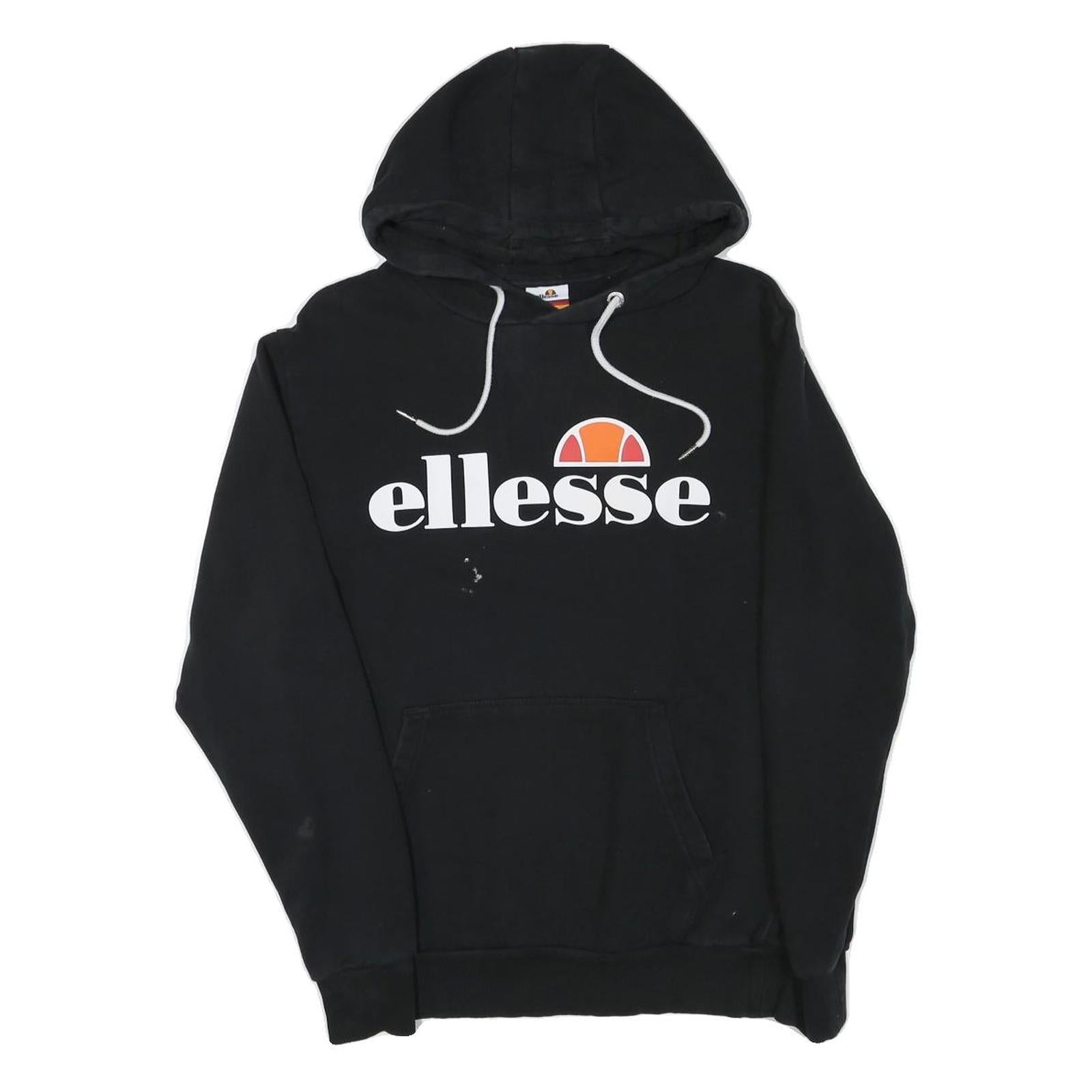 ELLESSE Womens Black Hoodie UK 12 Pullover Cotton Blend Casual Logo Sweatshirt Refurbished - N/A refurbished available on Cerqular