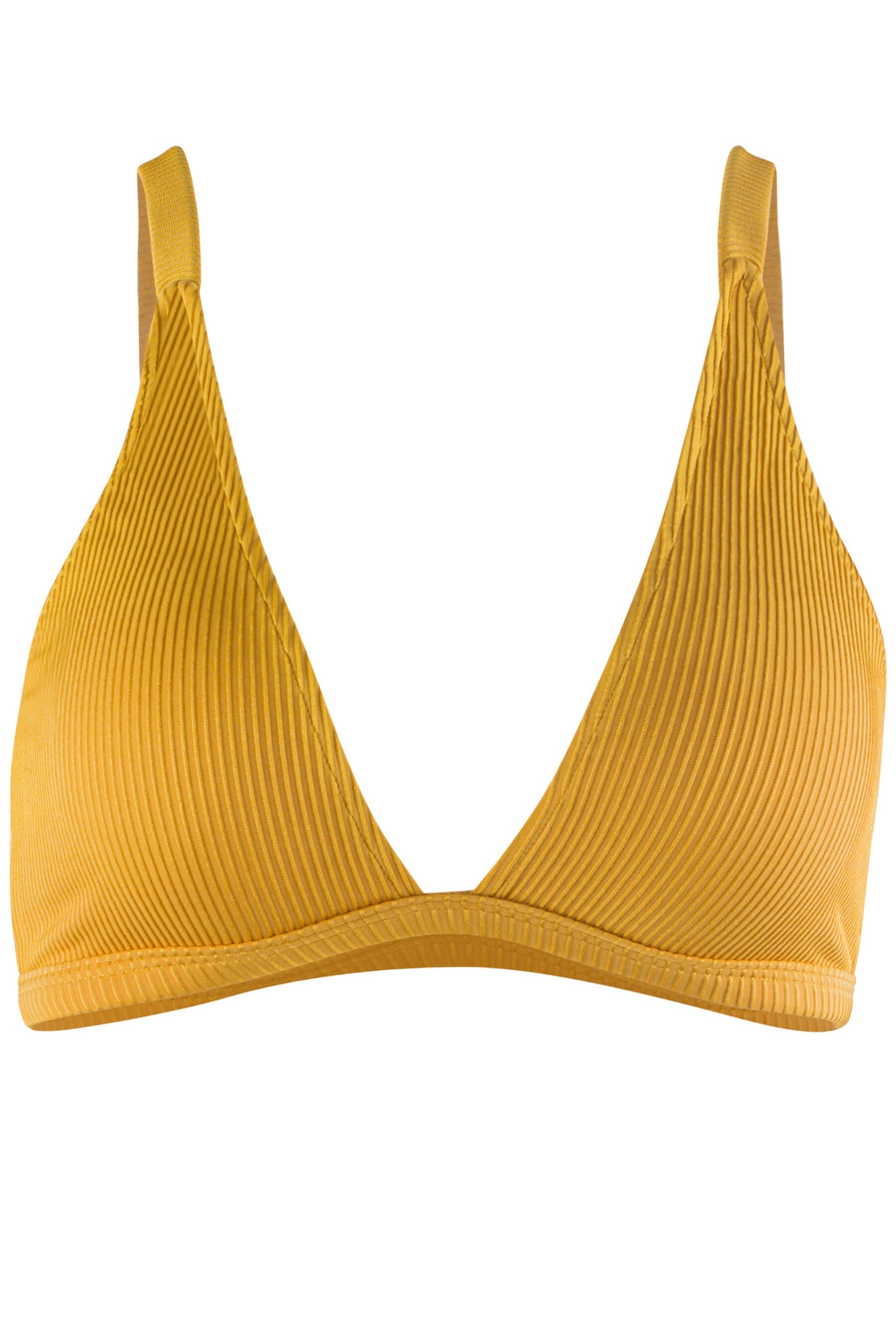 Rosie Halter Bikini Top Ribbed Gold | Size: Large Refurbished - Sauipe Swim refurbished available on Cerqular