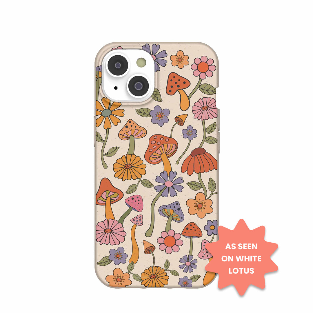 Seashell Shrooms and Blooms iPhone 14/16e Case Refurbished - Pela Case refurbished available on Cerqular