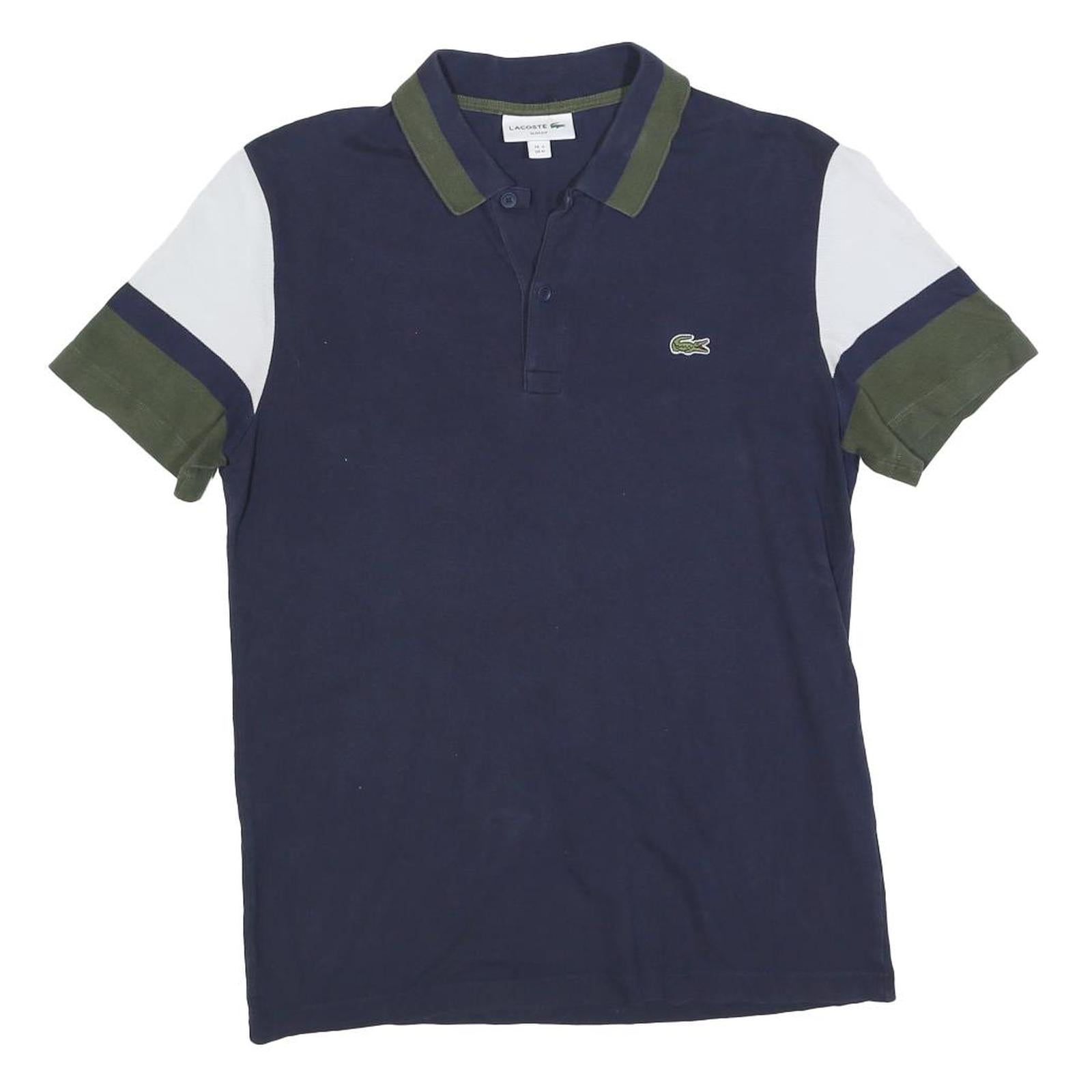Buy LACOSTE Mens Navy Blue & White Colourblock Short Sleeve Cotton Blend Polo Shirt Refurbished - $29.89 LACOSTE Mens Navy Blue & White Colourblock Short Sleeve Cotton Blend Polo Shirt Refurbished - N/A refurbished available on Cerqular