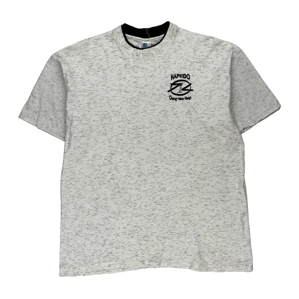 Hapkido Belton Single Stitch T-Shirt - XL Grey Cotton Refurbished - Thrifted (note: this is a term often used to describe second- refurbished available on Cerqular