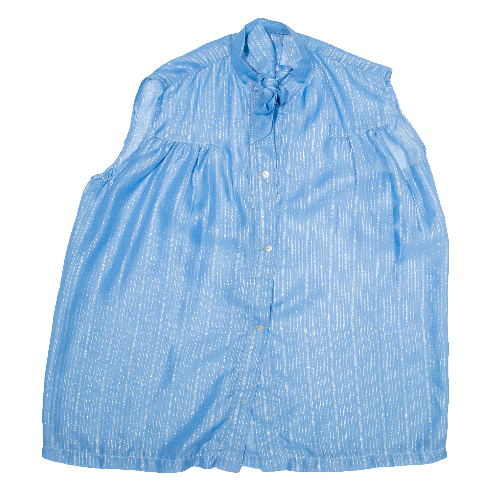 Womens Blouse Blue Button Neck Sleeveless Striped XL Refurbished - N/A refurbished available on Cerqular