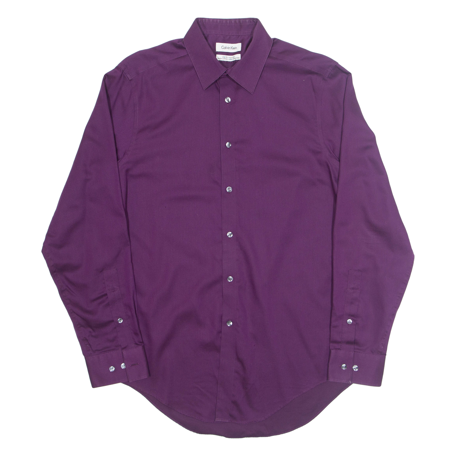 CALVIN KLEIN Slim Fit Mens Plain Shirt Purple Long Sleeve S Refurbished - N/A refurbished available on Cerqular