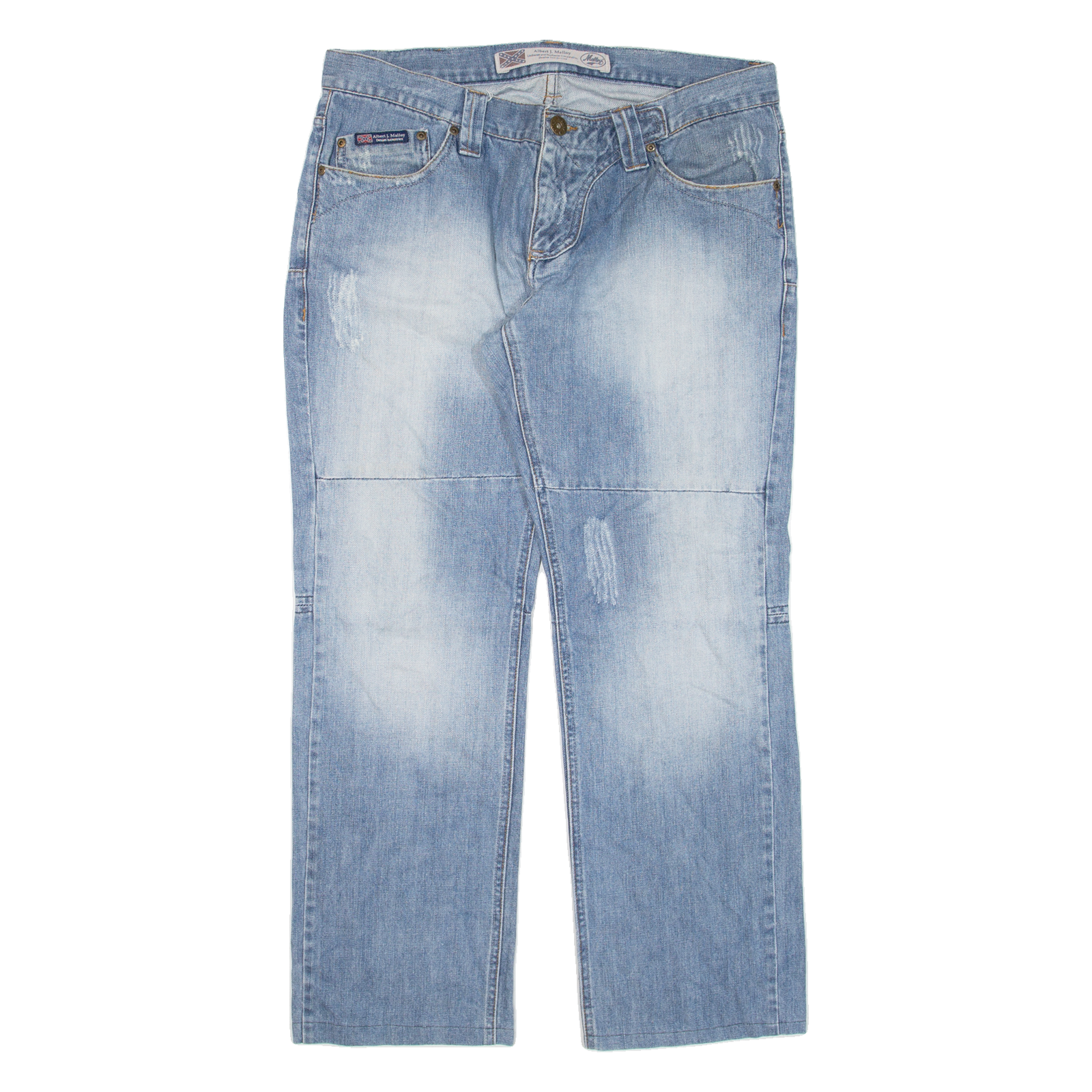 ALBERT J MALLOY Distressed Mens Jeans Blue Relaxed Straight W34 L28 Refurbished - N/A refurbished available on Cerqular