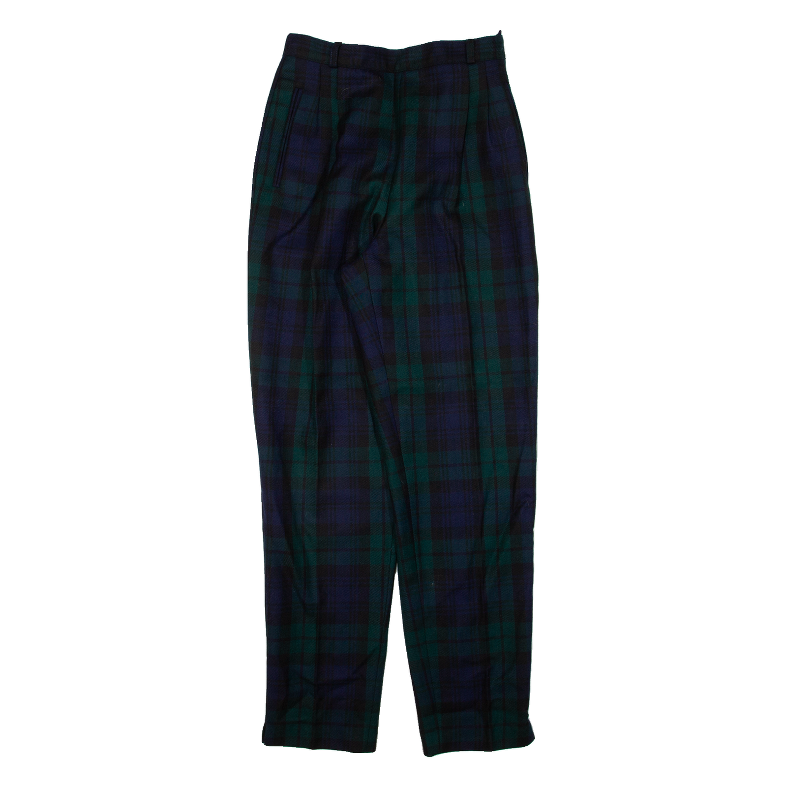 Pleated Check Womens Knit Trousers Blue Regular Tapered W26 L29 Refurbished - N/A refurbished available on Cerqular