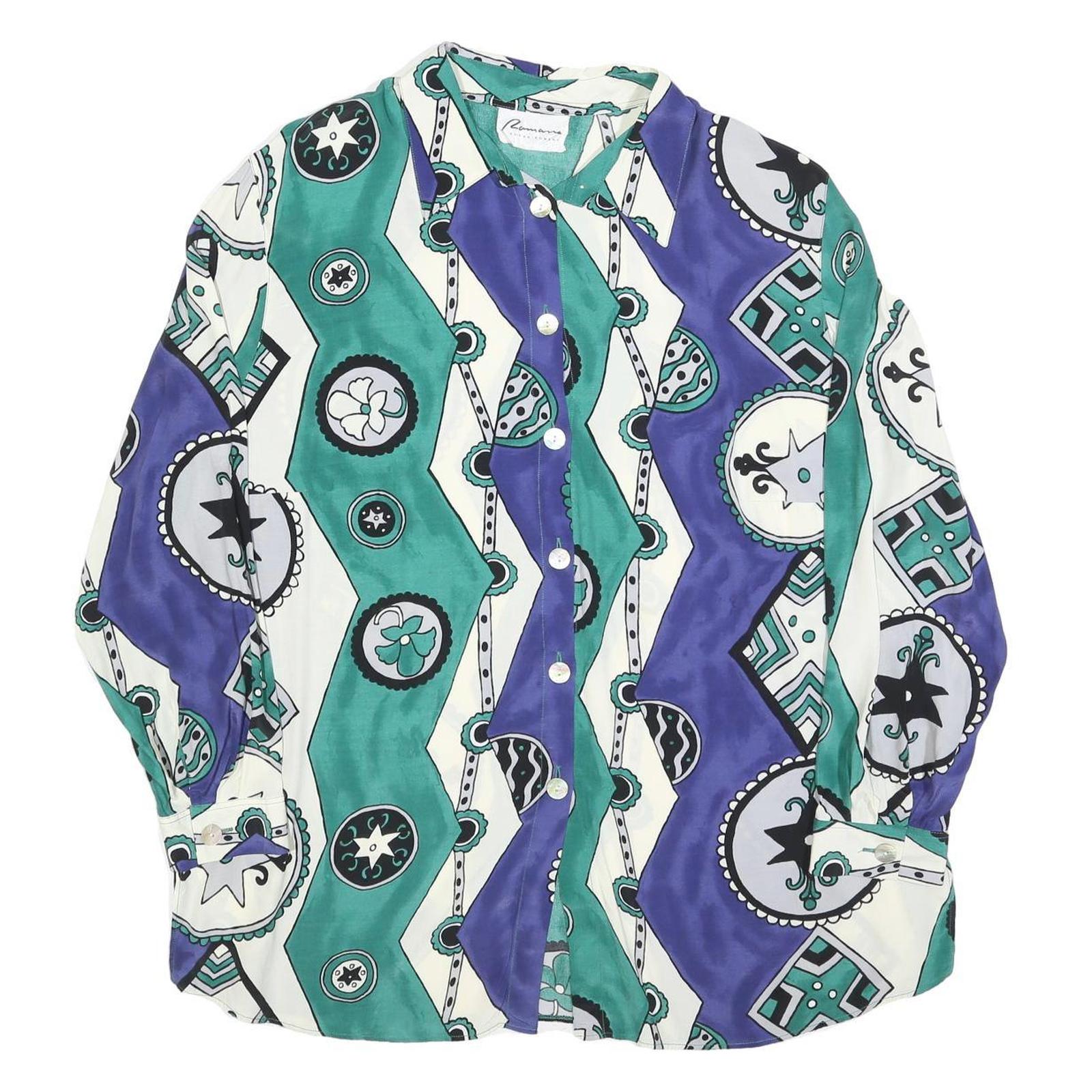 Buy DONNA ROMONA Womens Blue & Green Printed Shirt Long Sleeve Collared L Relaxed Refurbished - $18.19 DONNA ROMONA Womens Blue & Green Printed Shirt Long Sleeve Collared L Relaxed Refurbished - N/A refurbished available on Cerqular