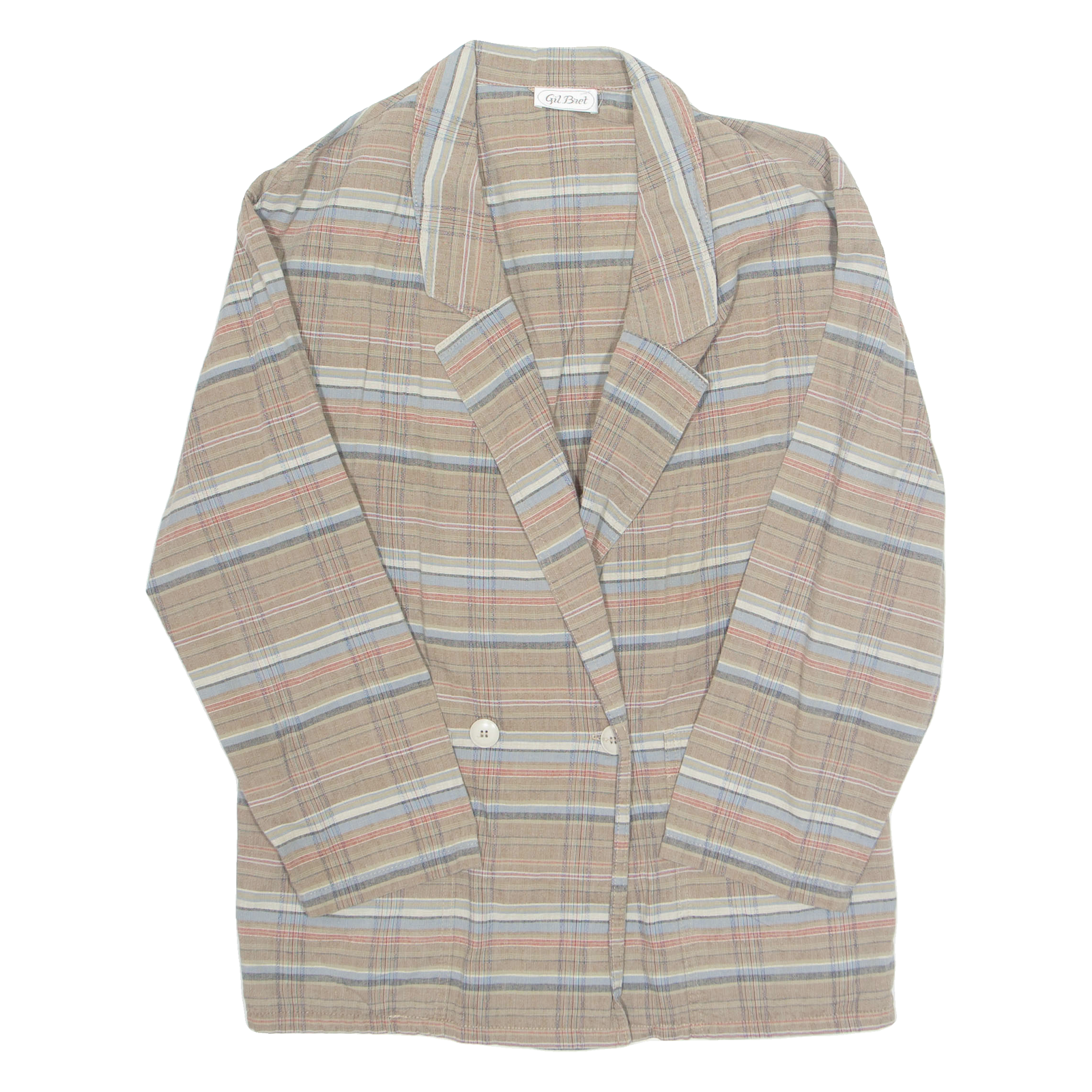 Womens Printed Blouse Brown V-Neck Long Sleeve Check M Refurbished - N/A refurbished available on Cerqular